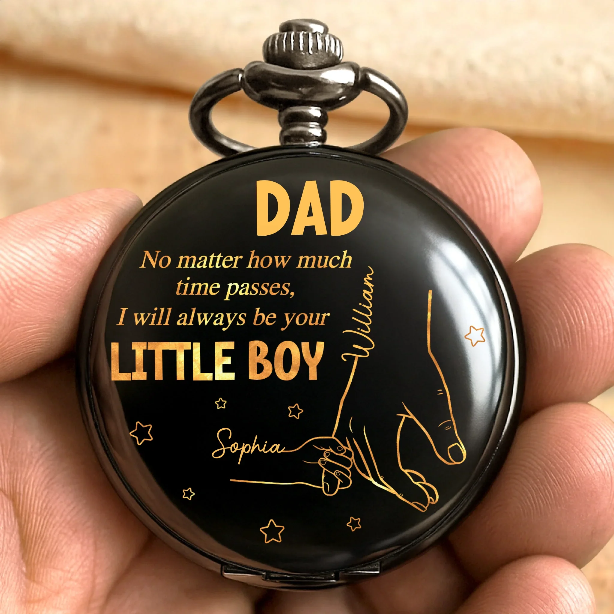 Forever Your Little Girl - Family Personalized Custom Pocket Watch - Father's Day, Gift For Dad, Grandpa - Robaser