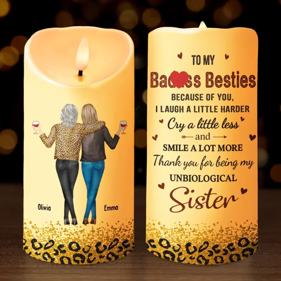 Cheers To Holiday Memories With My Besties - Bestie Personalized Custom LED Candle - Christmas Gift For Best Friends, BFF, Sisters - Robaser