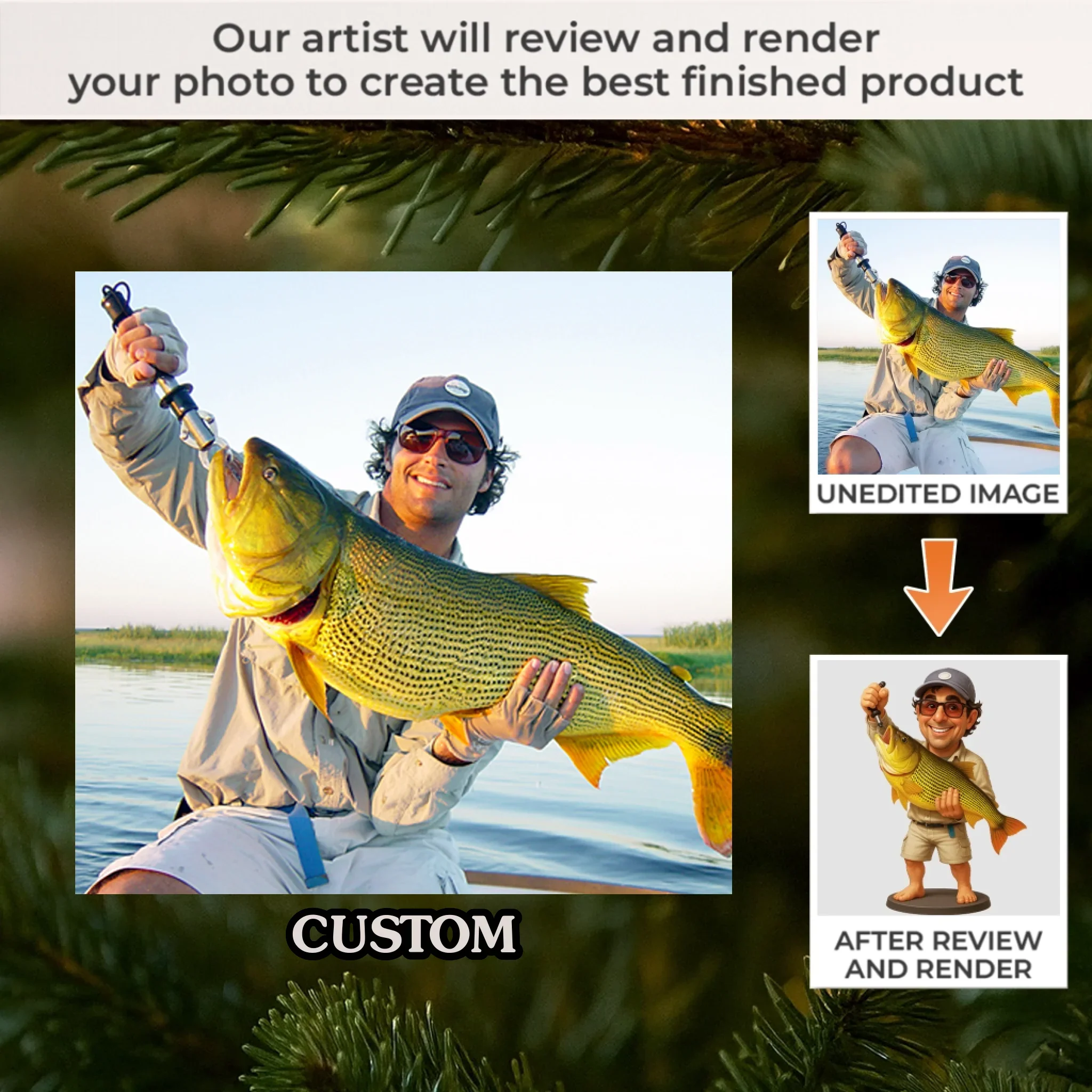 Custom Photo Acrylic Ornament - Personalized Christmas Birthday Fishing Gifts For Fisherman - Making Memories, One Catch At A Time - Robaser