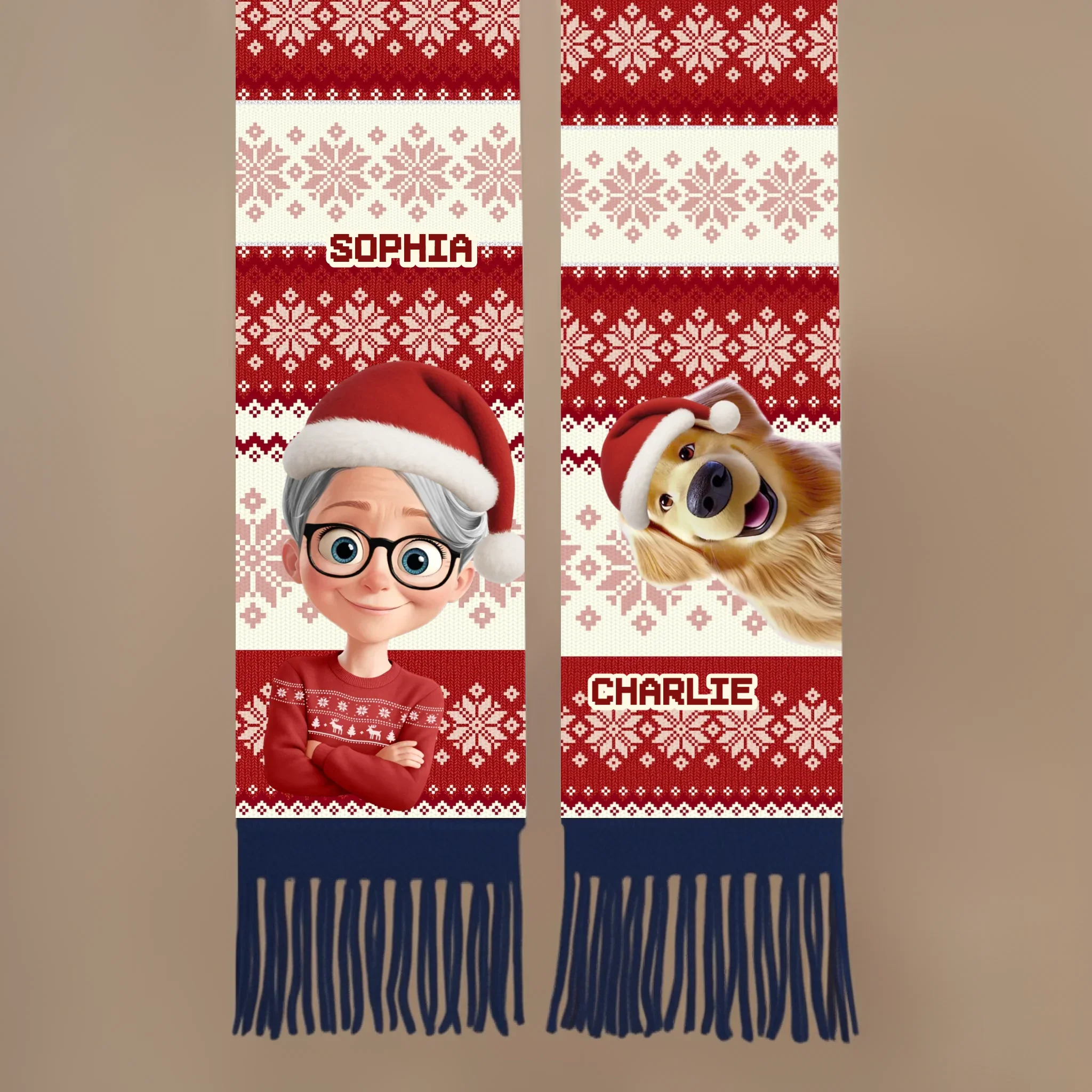 Custom Wool Scarf With Tassel - Personalized  Christmas Birthday Gifts For Dog Lovers, Dog Dad And Mom - Fur Mama - Robaser