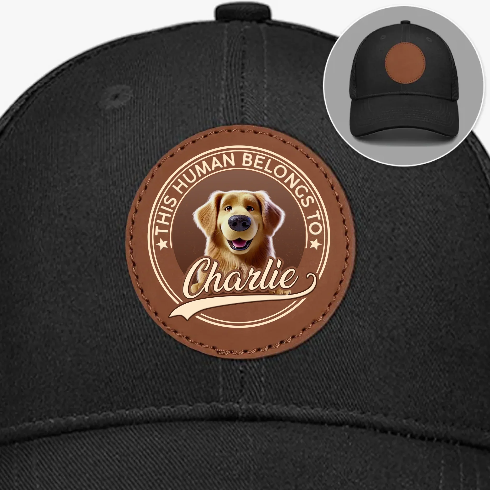 Side By Side, Paw By Paw - Dog Personalized Custom Round Leather Patch Hat - Father's Day, Gift For Pet Owners, Pet Lovers - Robaser