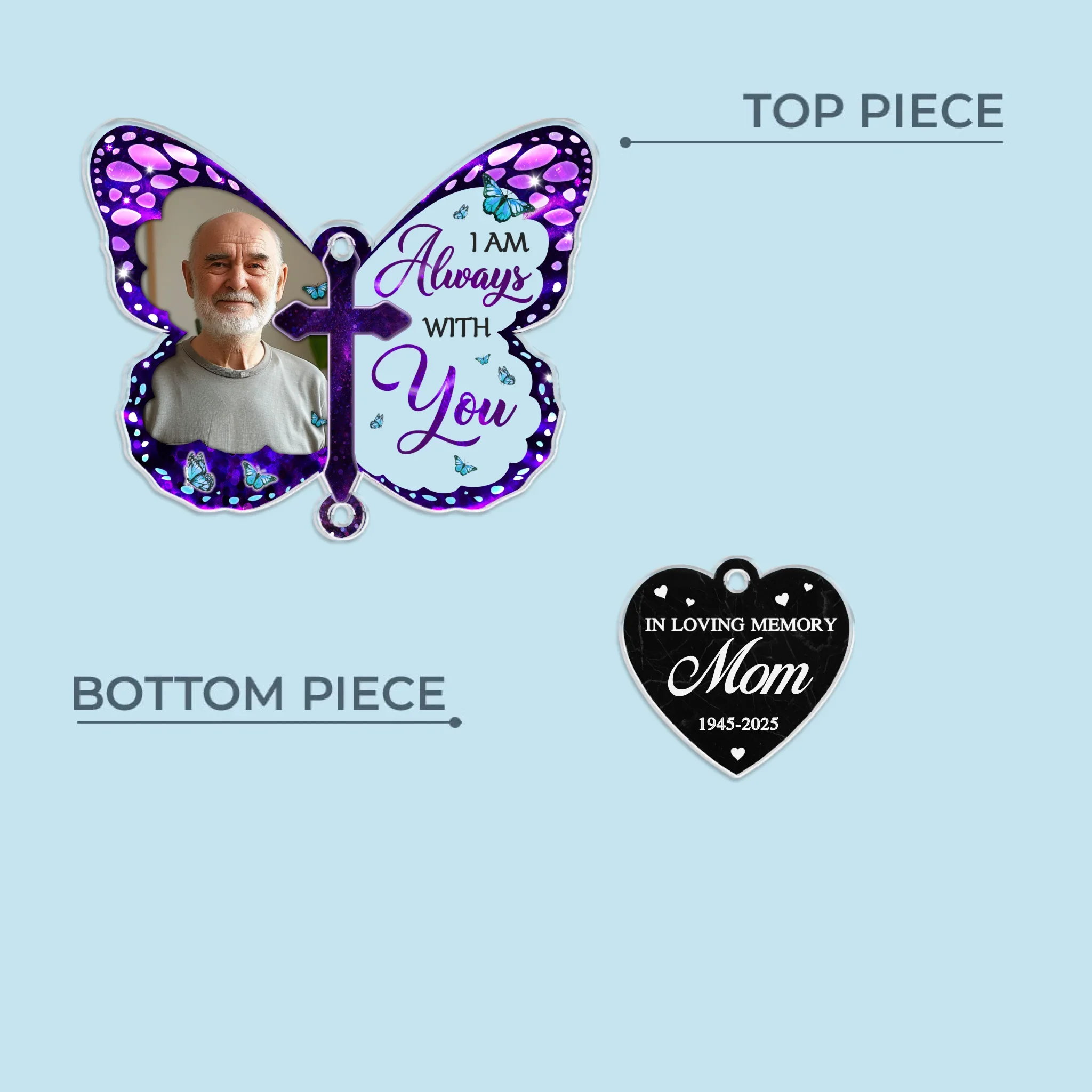 Custom Photo Wind Chime With Acrylic Charms - Personalized Memorial Sympathy Gifts For Loss Of Mom, Dad - I'm Always With You, Sympathy Gifts For Loss Of Loved One - Robaser