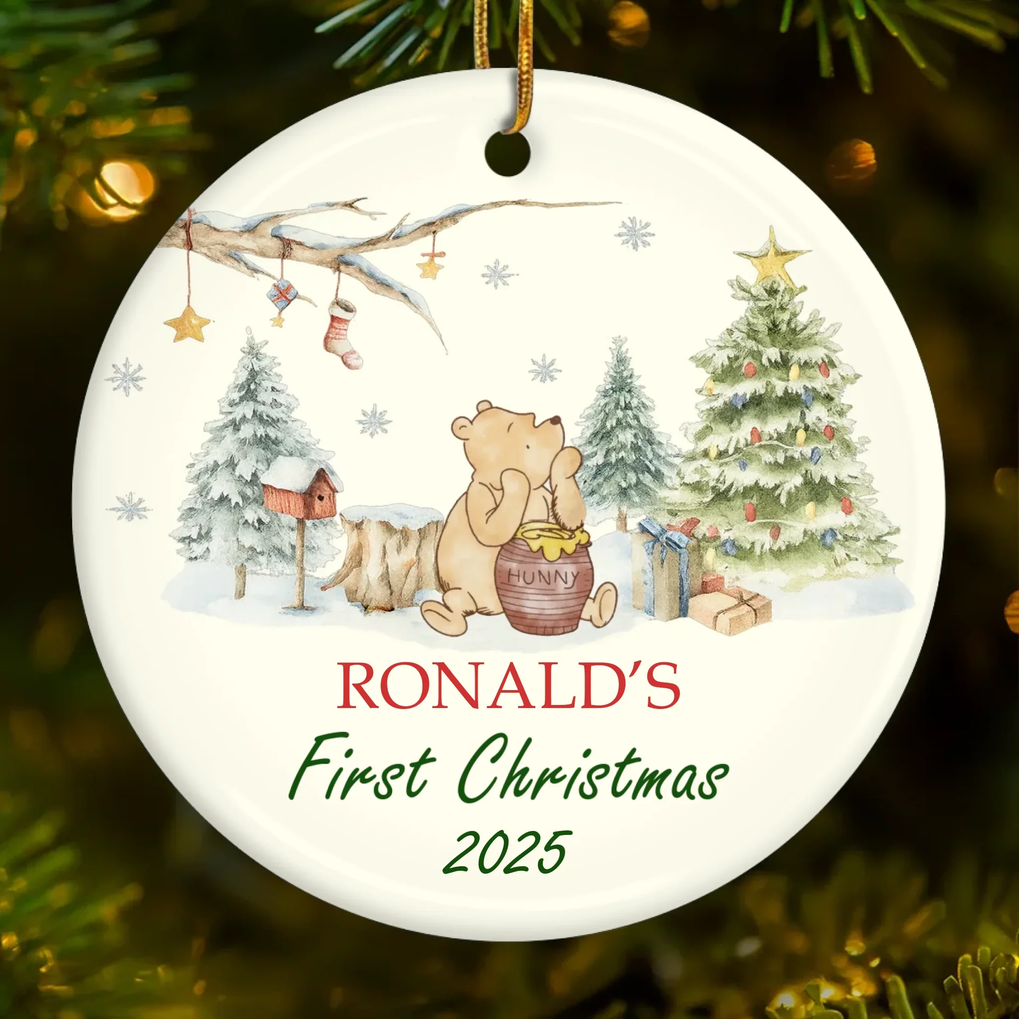 Custom Ceramic First Christmas Ornament - Personalized Christmas Baby Shower, Gifts For New Moms, New Dads, New Parents - Santa  s Littlest Fan - Robaser