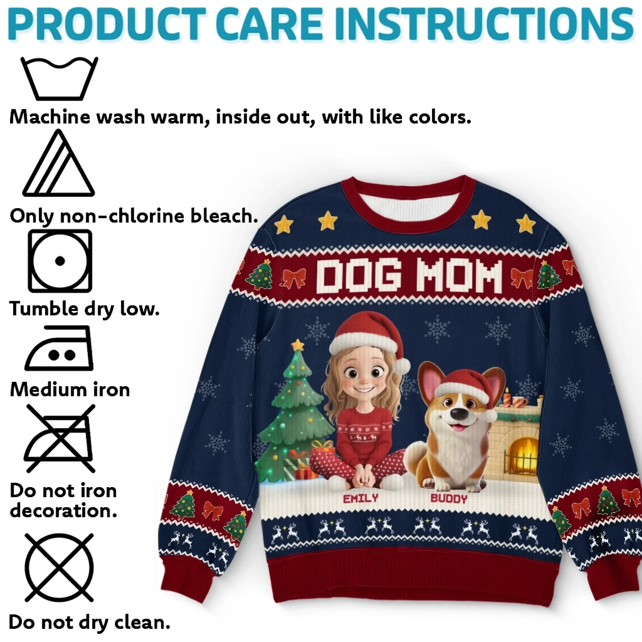 Custom Unisex Ugly Sweatshirt - Personalized  Christmas Birthday Gifts For Dog Cat Lovers, Dog Dad And Mom, Cat Owners - Santa  s Favorite Dog Mom - Robaser