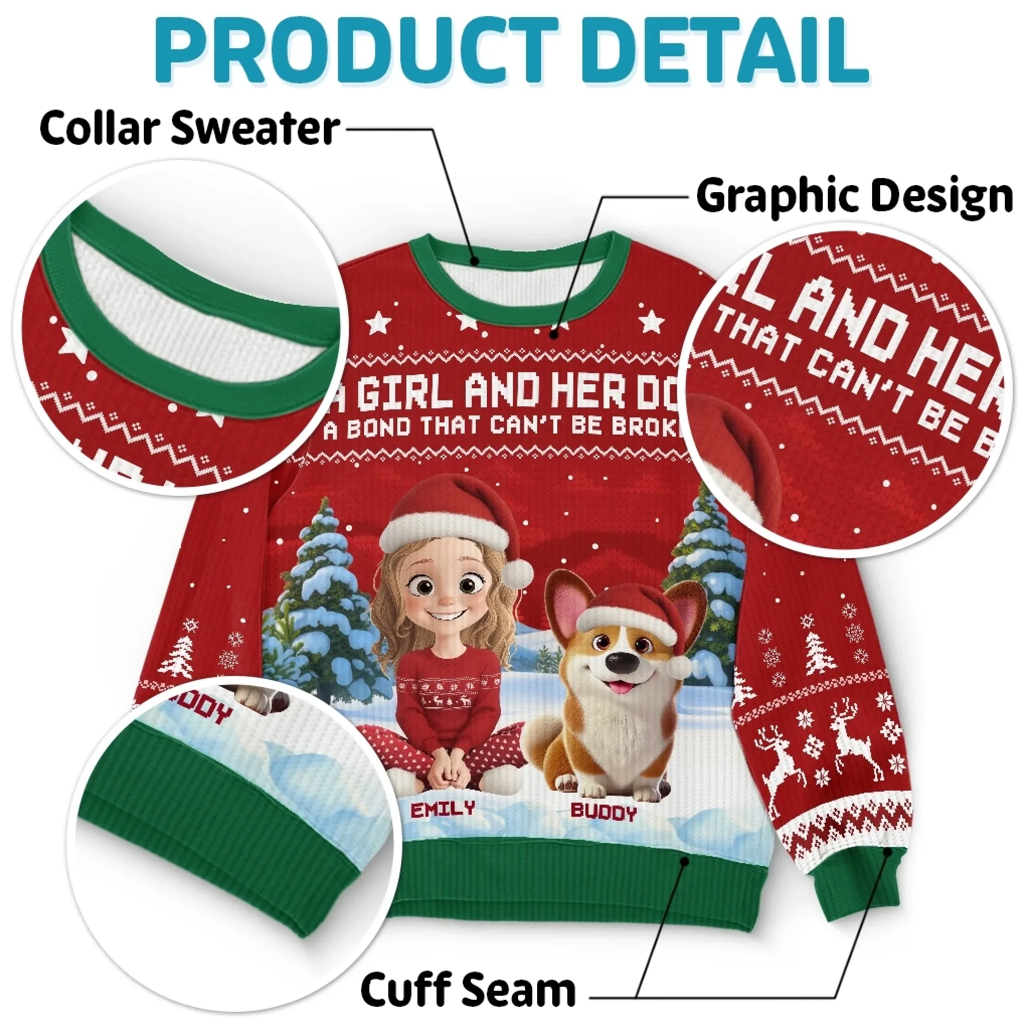 Custom Unisex Ugly Sweatshirt - Personalized  Christmas Birthday Gifts For Dog Lovers, Dog Dad And Mom - Festive Fur Baby Love - Robaser