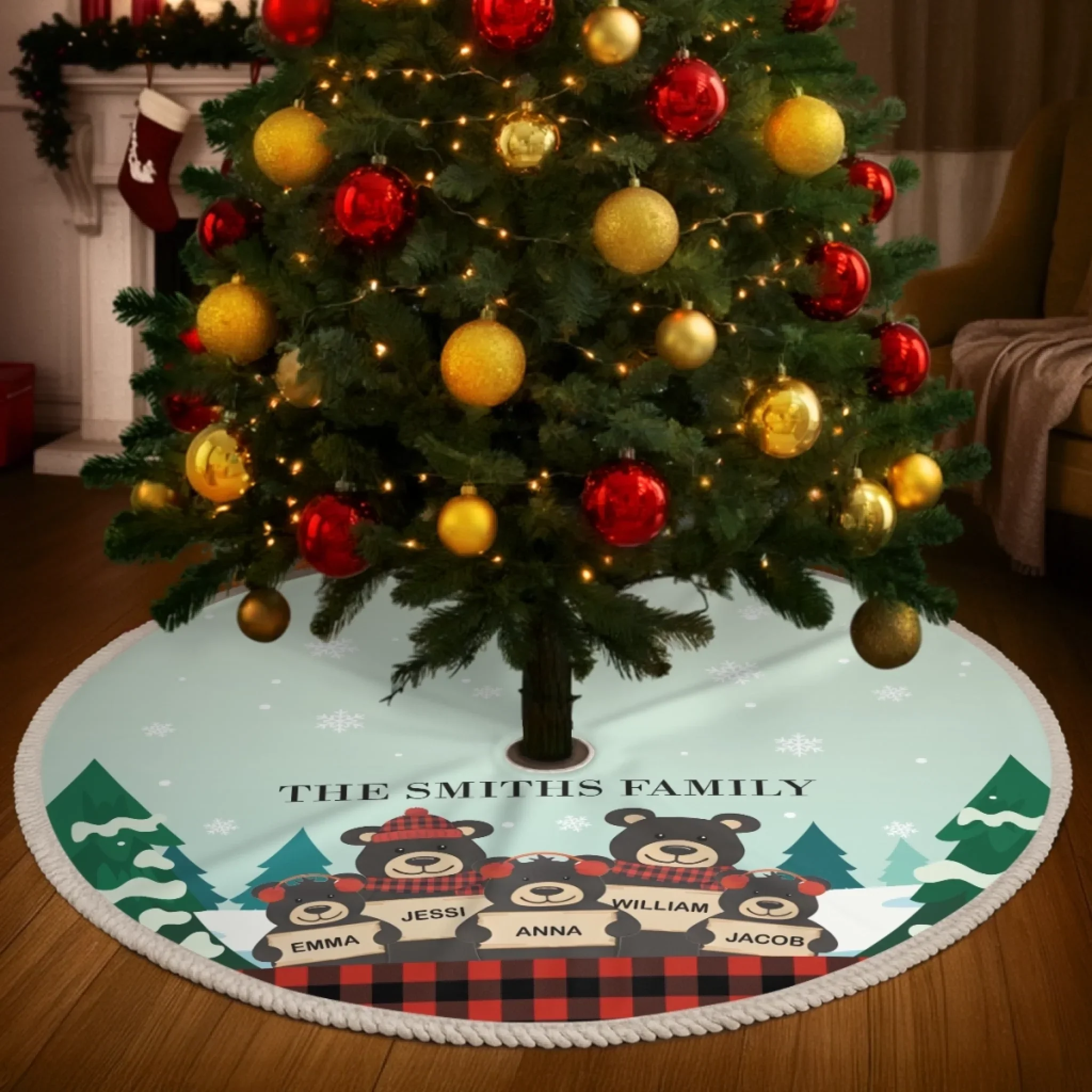 Custom Tree Skirt - Personalized Christmas Birthday Gifts For Mom, Dad, Brother, Sister, Kids - Love Looking Back - Robaser