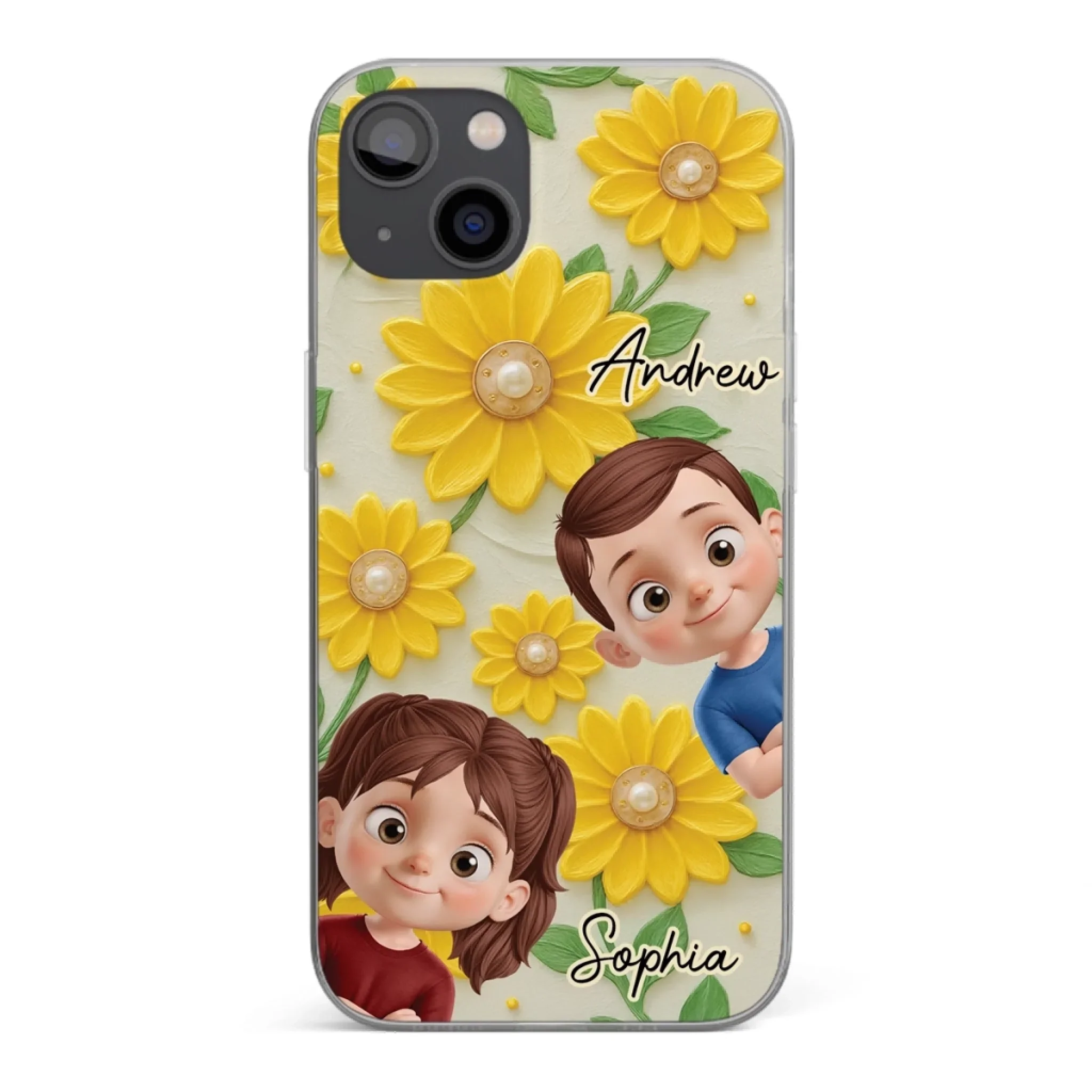Custom 3D Inflated Effect Printed Clear Phone Case - Personalized Birthday Gifts For Mom, Grandma - Blooming With Joy Together - Robaser