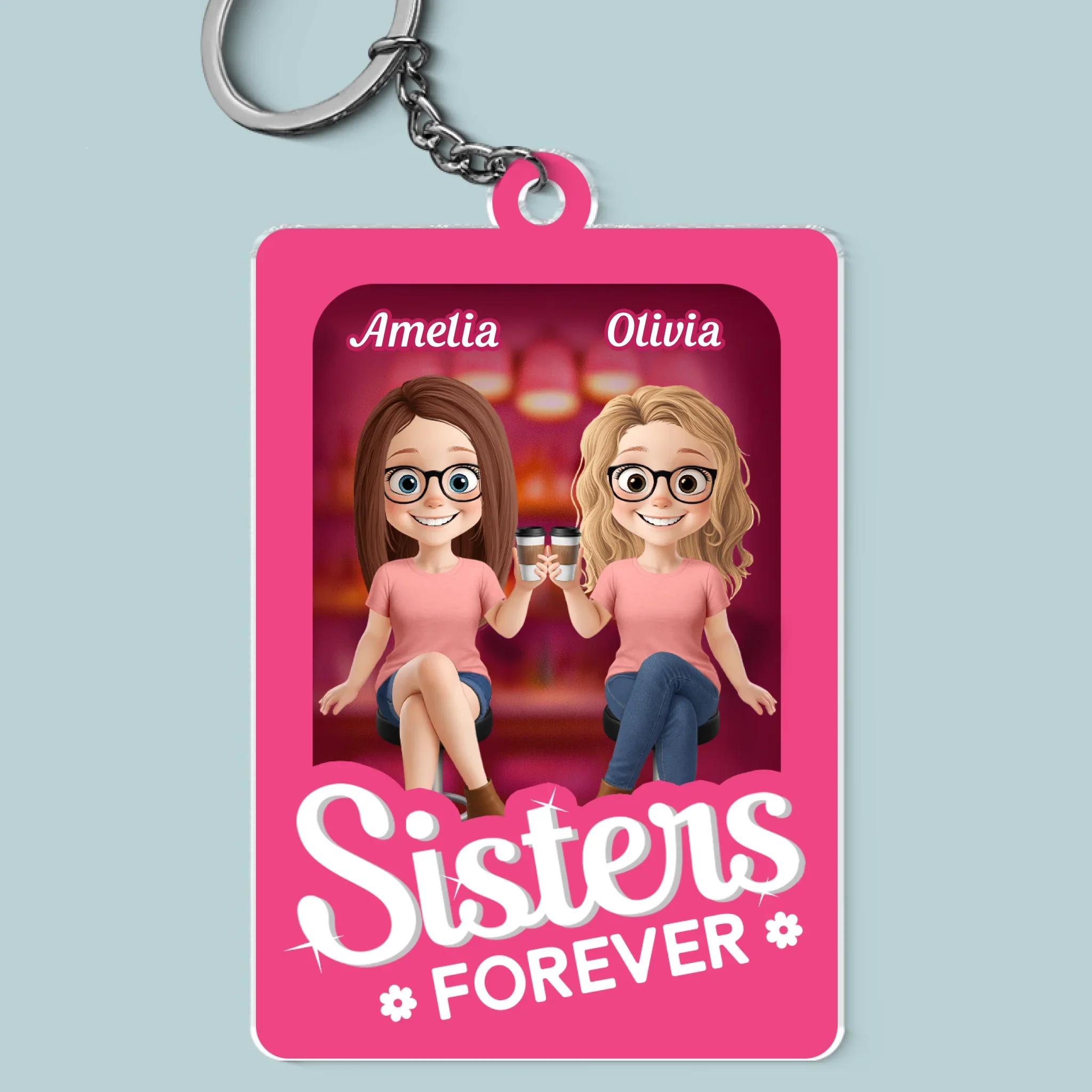Custom Shaped Acrylic Keychain - Personalized Best Friend Birthday Gifts For Women, Besties, Sisters, BFF - Partners In Crime - Robaser
