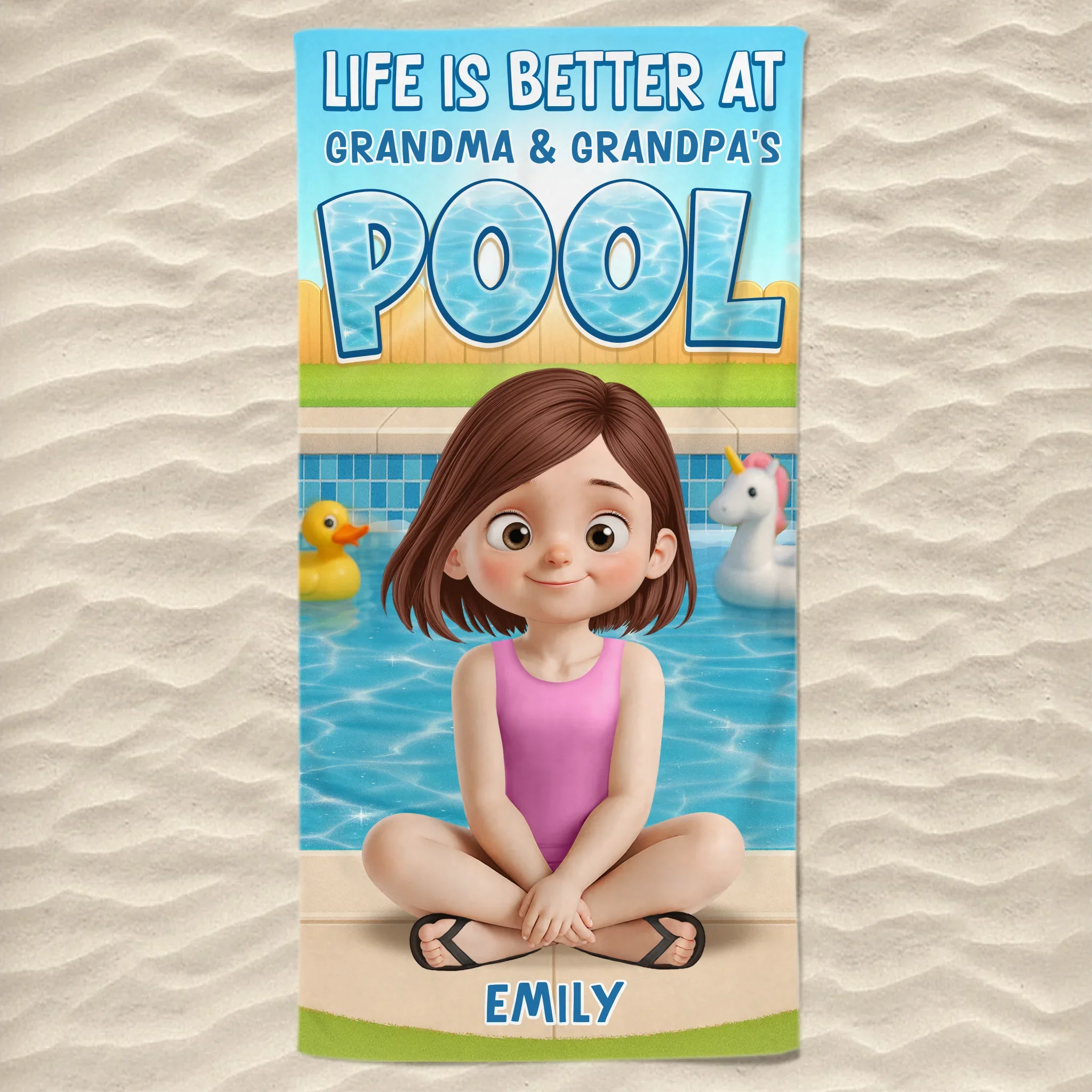 Custom Beach Towel - Personalized Summer Vacation And Travel Gifts For Family, Kids - Sunny Days, Happy Waves - Robaser