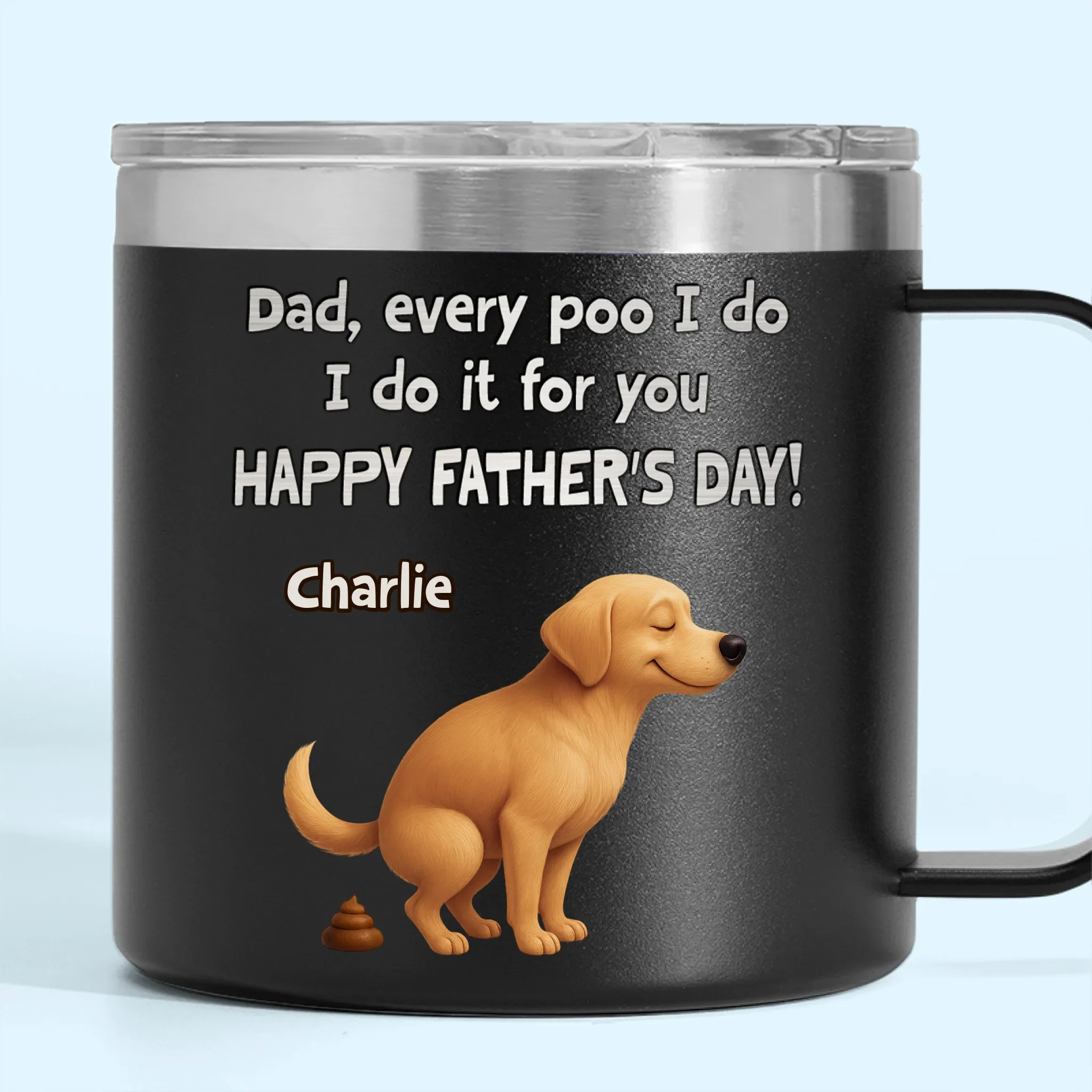 I Poop, You Scoop, Best Teamwork - Dog Personalized Custom 14oz Stainless Steel Tumbler With Handle - Father's Day, Gift For Pet Owners, Pet Lovers - Robaser