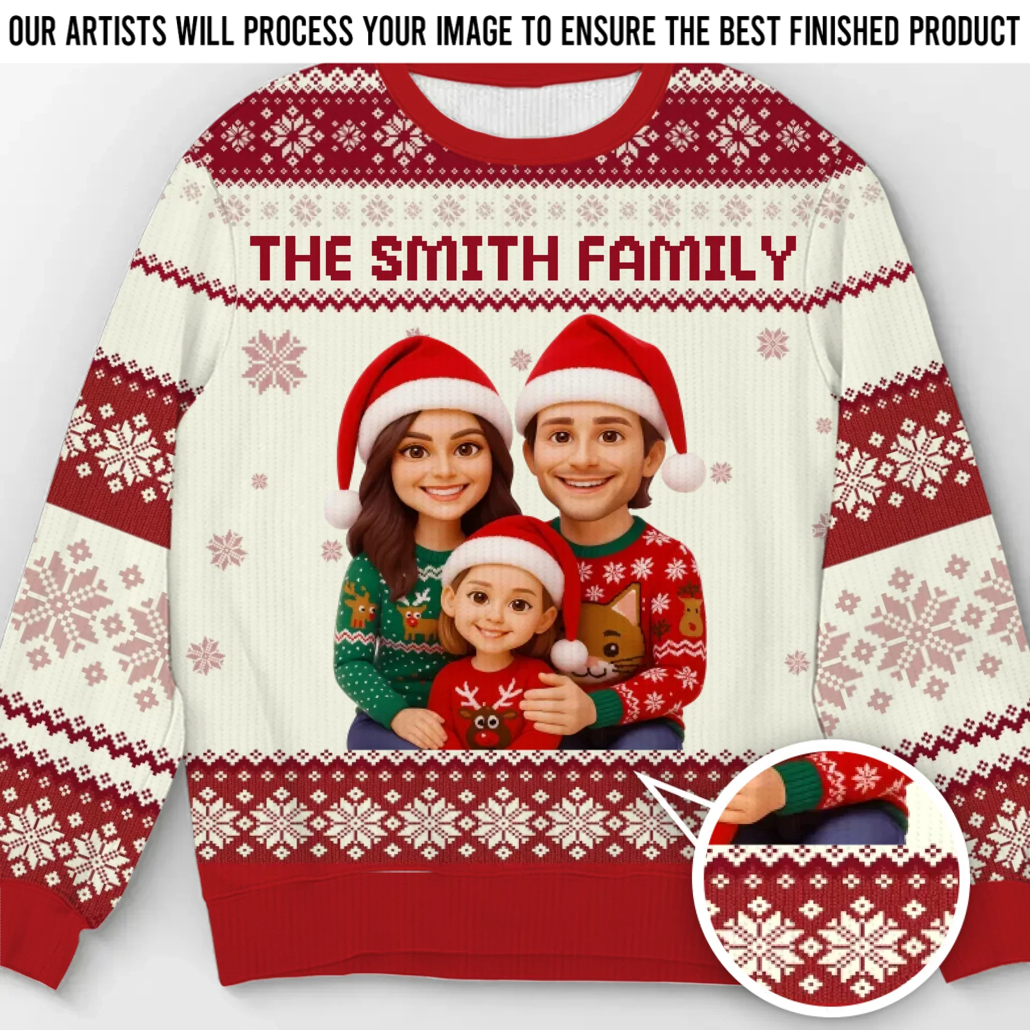 Custom Photo Unisex Ugly Sweatshirt - Personalized  Christmas Birthday Gifts For Mom, Dad, Brother, Sister, Kids - All Wrapped Up In Love - Robaser