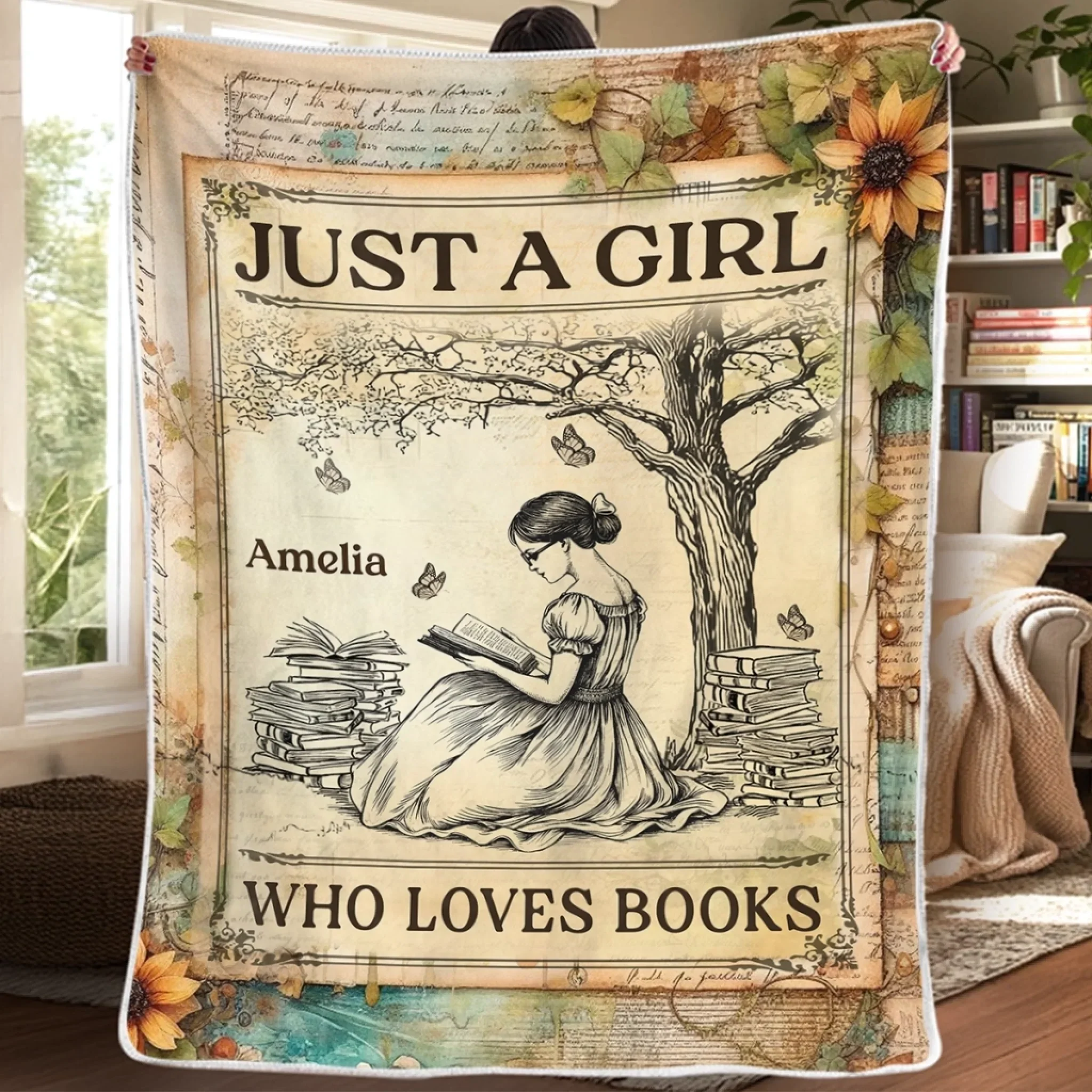 Custom Blanket - Personalized Bookish Gifts For Book Lovers, Bookworms, Readers - Lost In Stories - Robaser