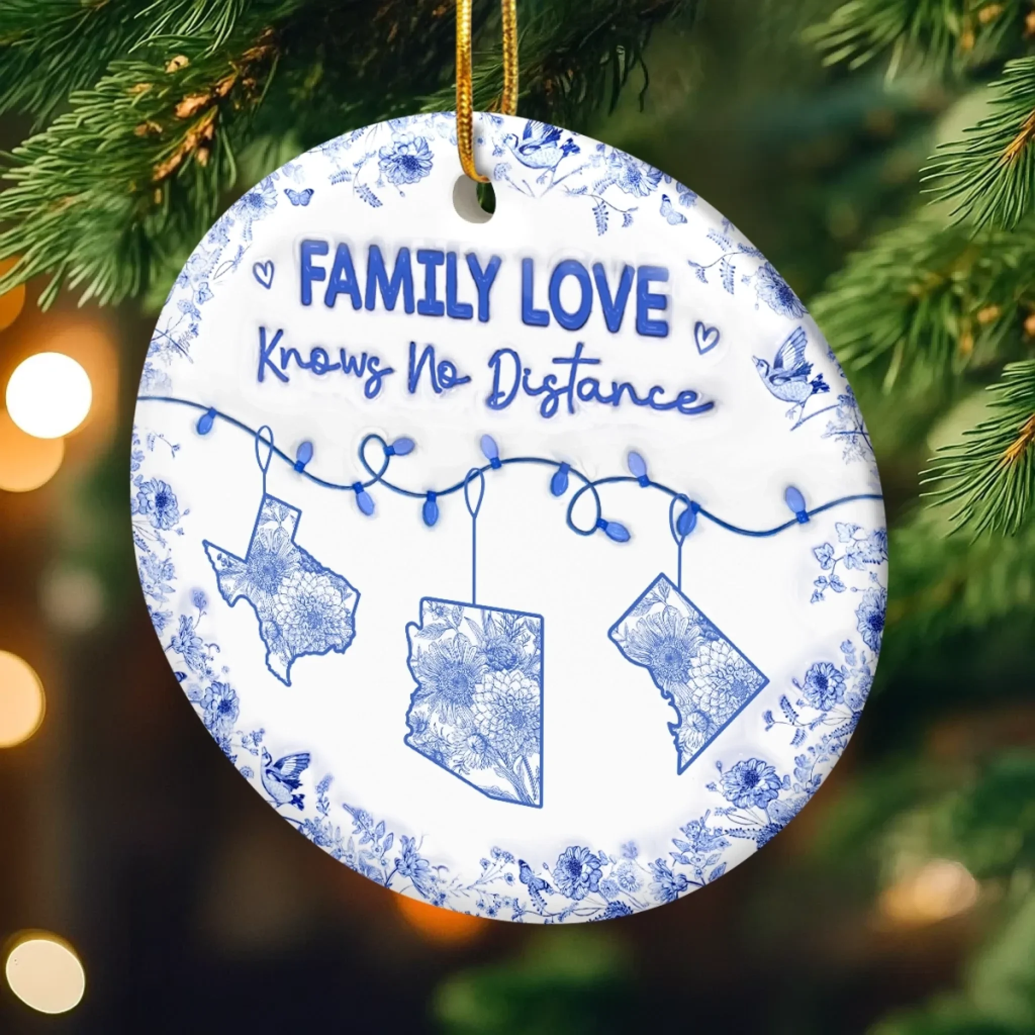 Custom Long Distance Ceramic Ornament - Personalized Christmas Birthday Gifts For Mom, Dad, Brother, Sister, Kids - Miles Apart But Always Close At Heart - Robaser