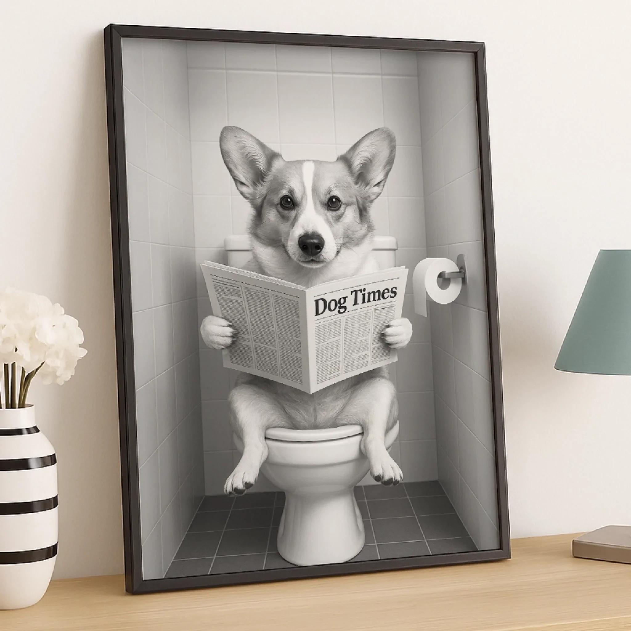 Custom Photo Bathroom Vertical Poster - Personalized  Birthday Gifts For Dog Cat Lovers, Dog Dad And Mom, Cat Owners - Do Not Disturb, I  m Reading The Dog Times - Robaser