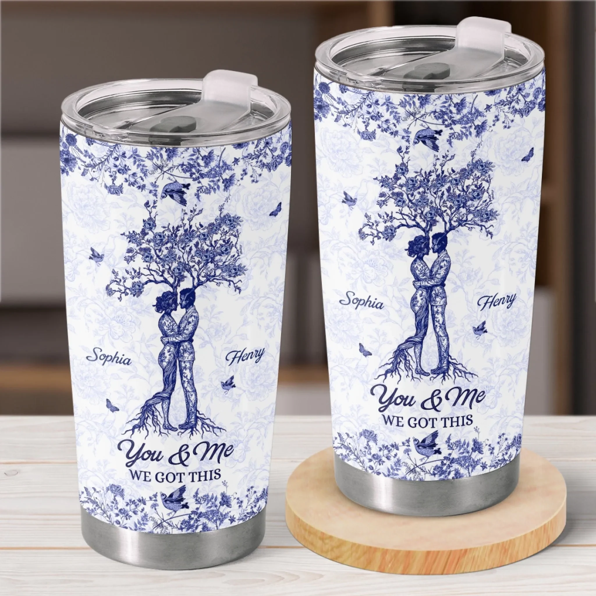 Custom Tumbler - Personalized Anniversary Wedding Gifts For Husband And Wife, Him And Her - Hand In Hand We Thrive - Robaser