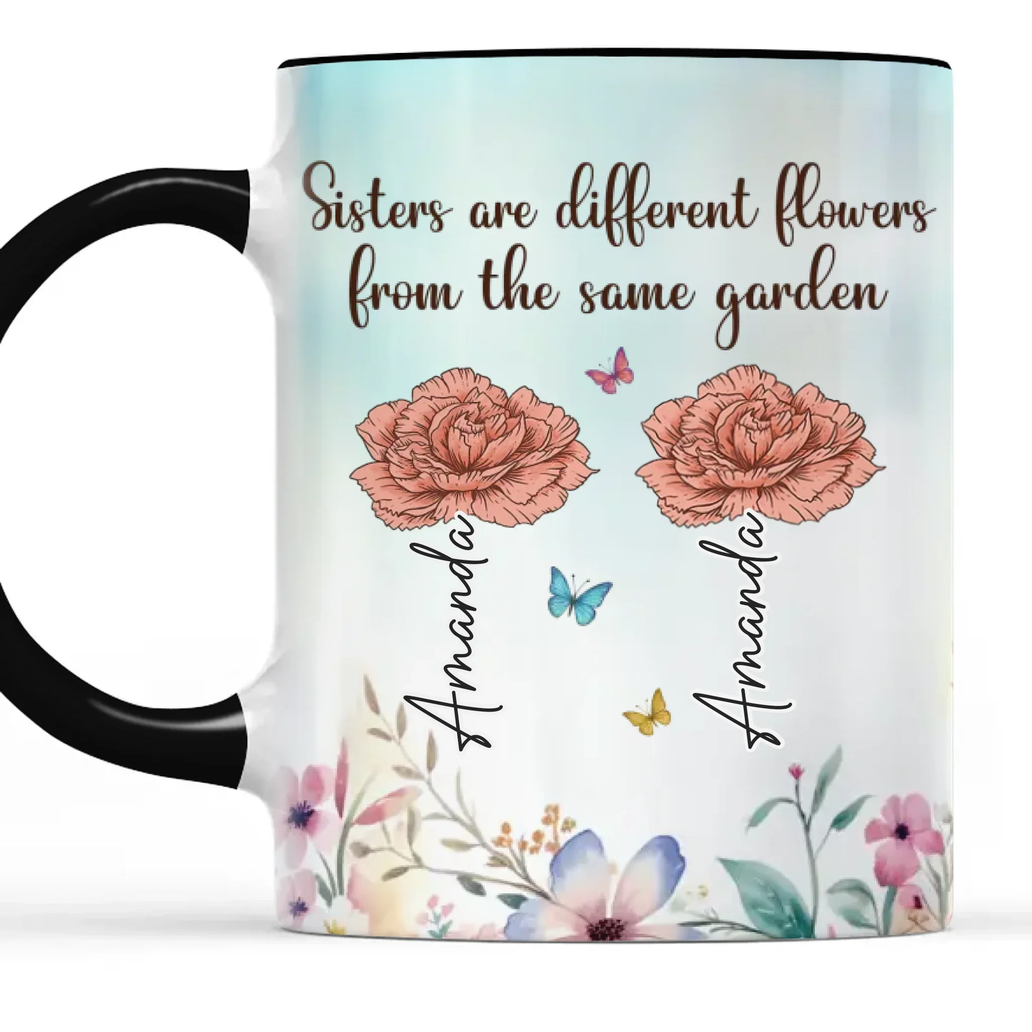 Custom Accent Mug - Personalized Best Friend Birthday Gifts For Women, Besties, Sisters, BFF - Sip Laugh Repeat - Robaser