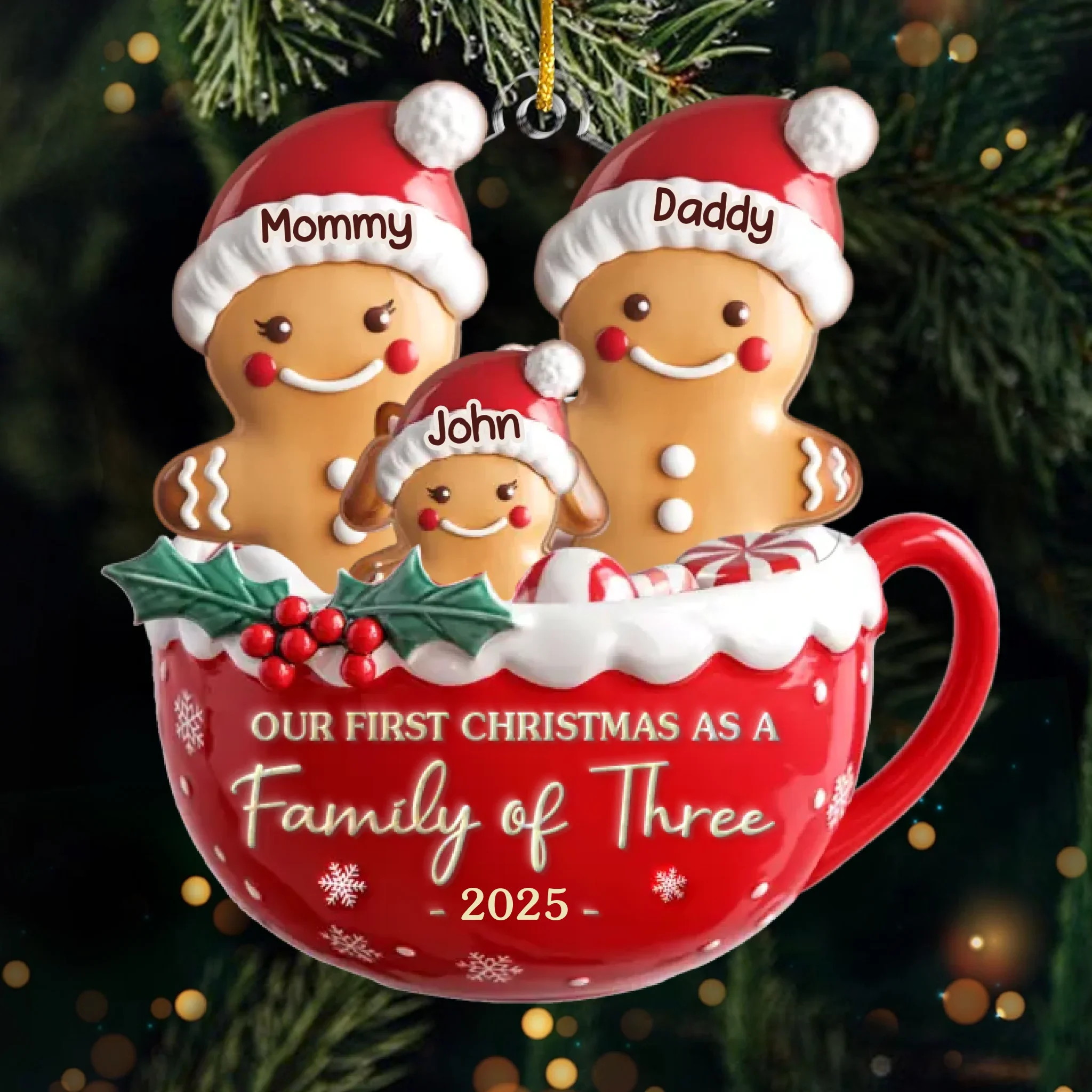 Custom First Christmas Acrylic Ornament - Personalized Christmas Birthday Gifts For Mom, Dad, Brother, Sister, Kids - Home Is Where Love Lives - Robaser