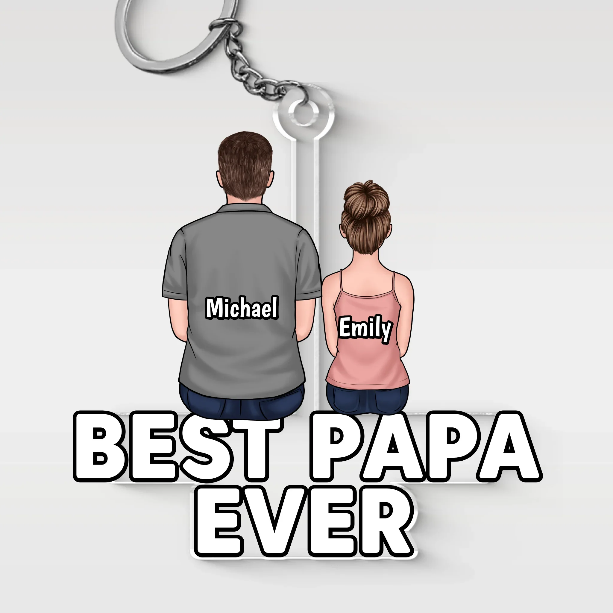 You Make Us Proud, Dad - Family Personalized Custom Shaped Acrylic Keychain - Father's Day, Gift For Dad, Grandpa - Robaser