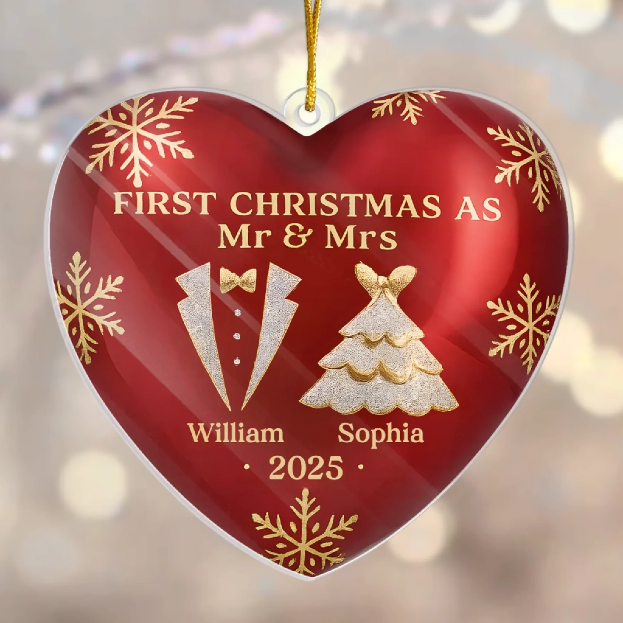 Custom Acrylic Ornament - Personalized Anniversary Christmas Wedding Gifts For Husband And Wife, Him And Her - Love Wrapped In Our First Christmas - Robaser