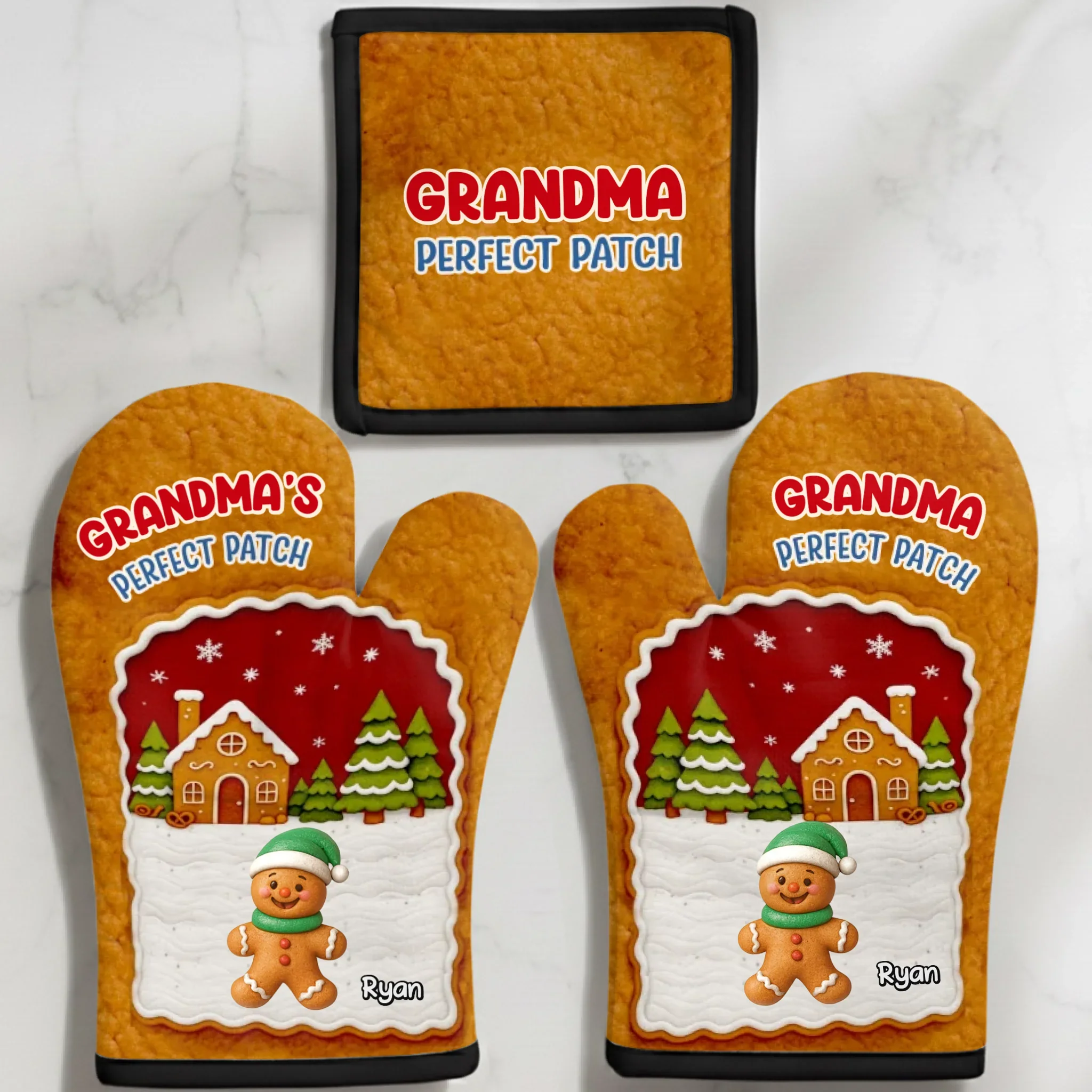 Custom Oven Mitt And Pot Holder Set - Personalized Christmas Birthday Gifts For Mom, Grandma - Cooking Love Passed Through Generations - Robaser