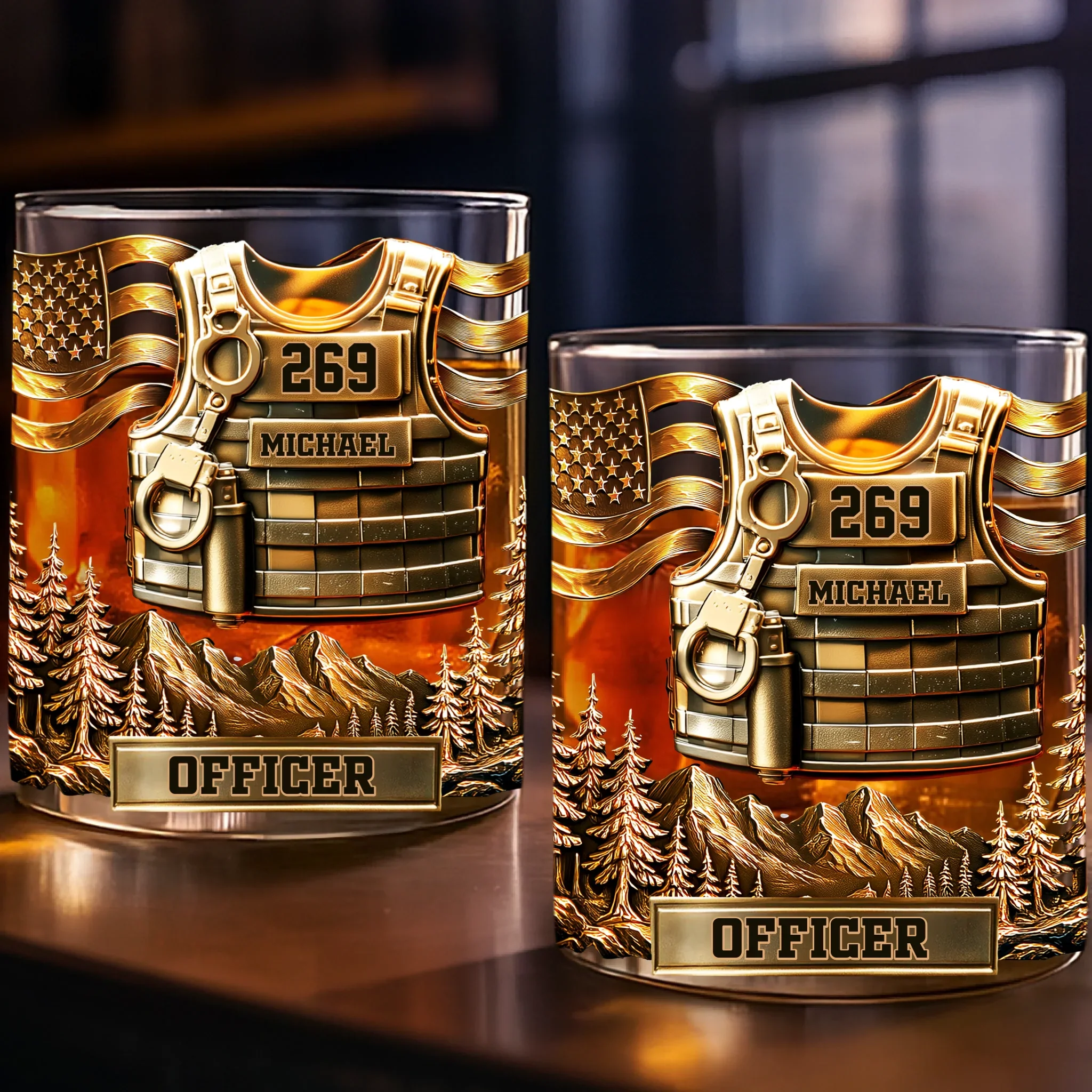 Custom 11oz Whiskey Glass - Personalized Funny Gifts For Best Friends, Family, Coworker, Work Bestie - Toast To Courage And Valor - Robaser