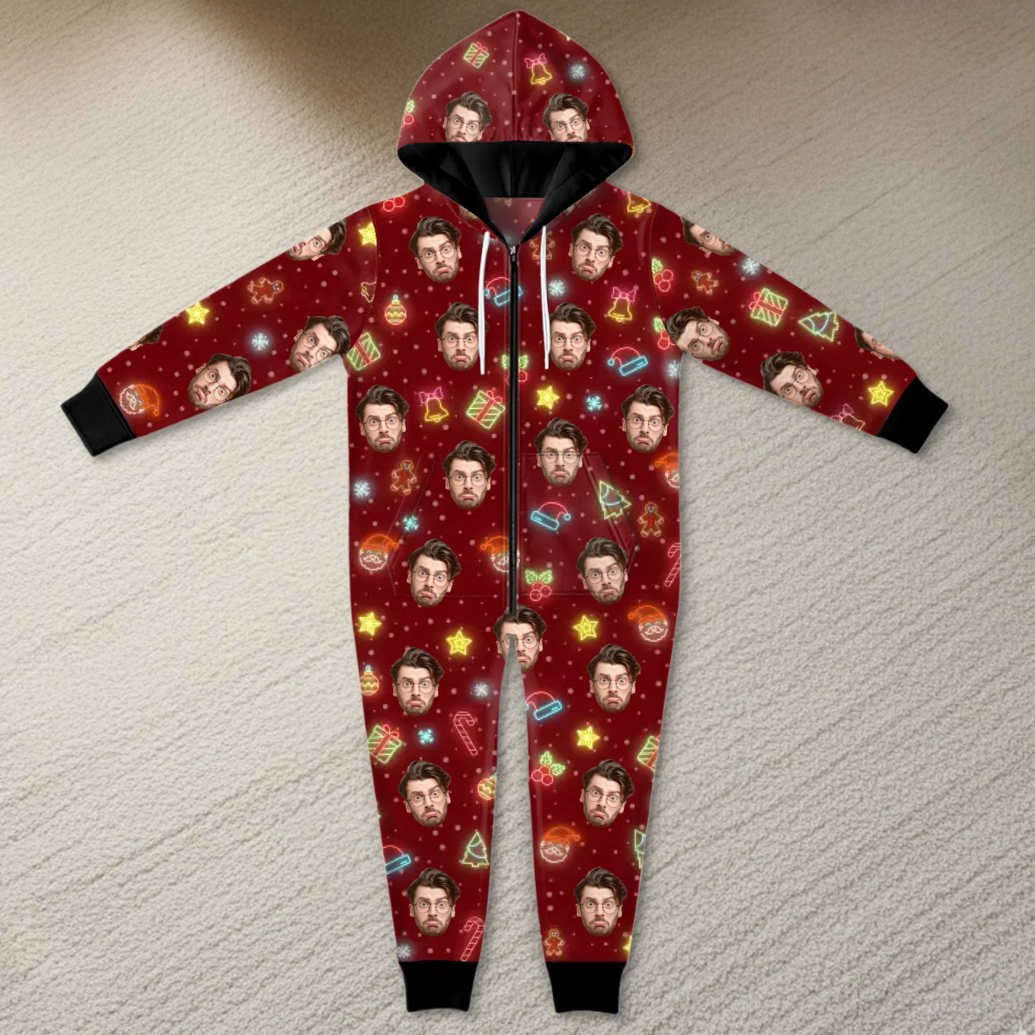 Custom Photo Adult Onesie - Personalized Christmas Birthday Gifts For Family, Dog Cat Lovers - Jingle All The Way To Therapy - Robaser