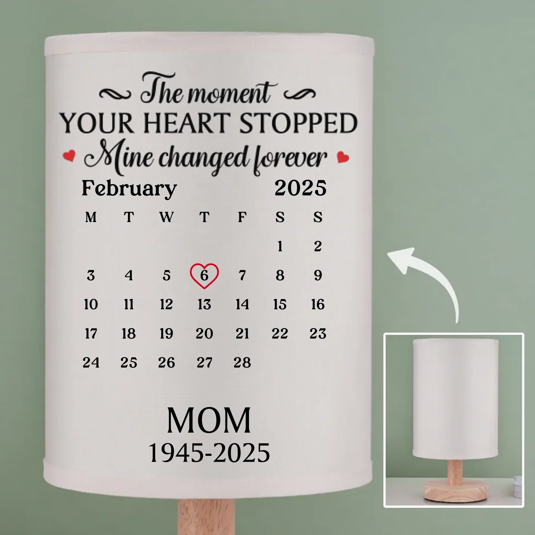 Custom Linen Bedside Table Lamp - Personalized Memorial Sympathy Gifts For Loss Of Mom, Dad - Always Near Always Loved - Robaser