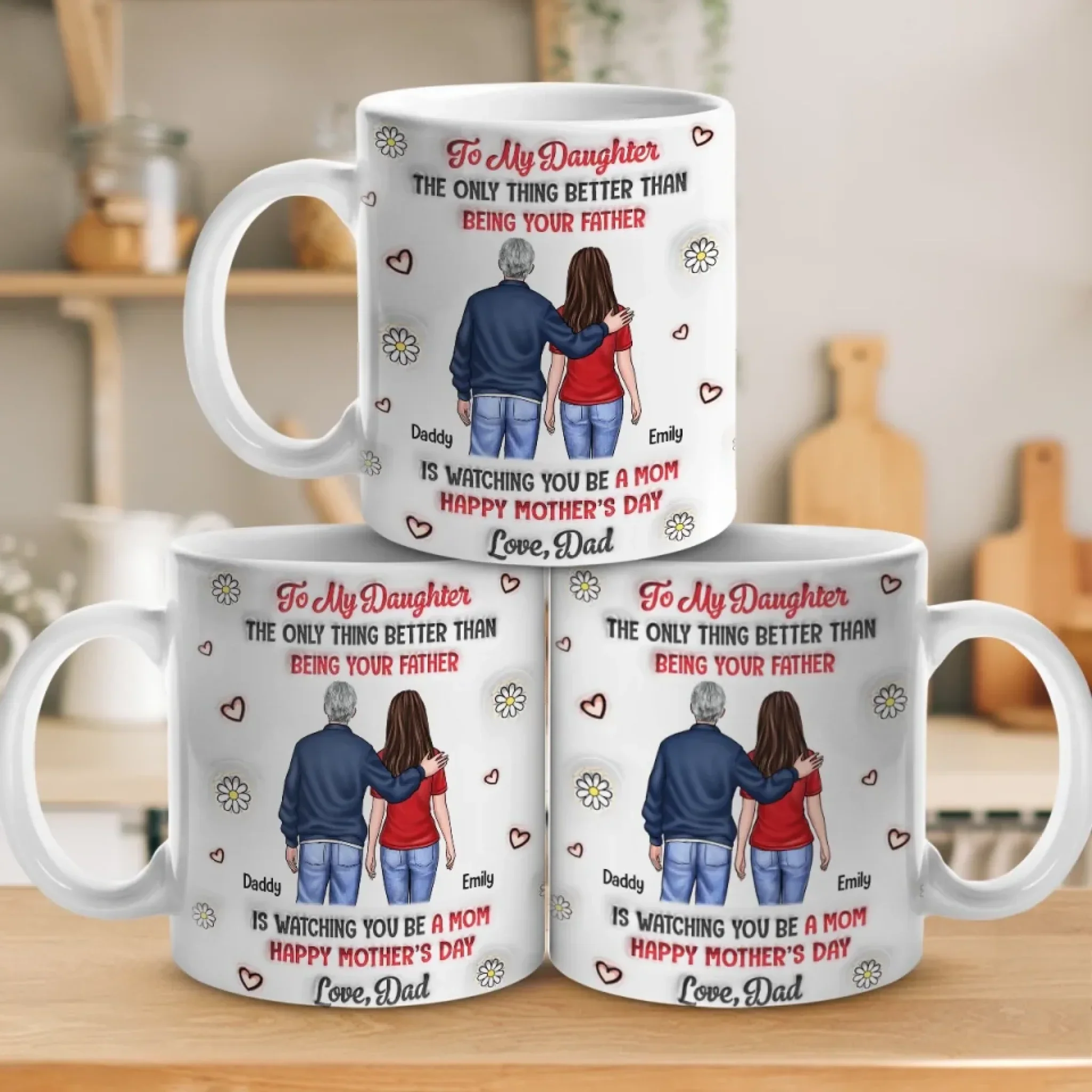 Generations Of Love, One Proud Dad - Family Personalized Custom 3D Inflated Effect Printed Mug - Mother's Day, Gift For Dad, Daughter - Robaser