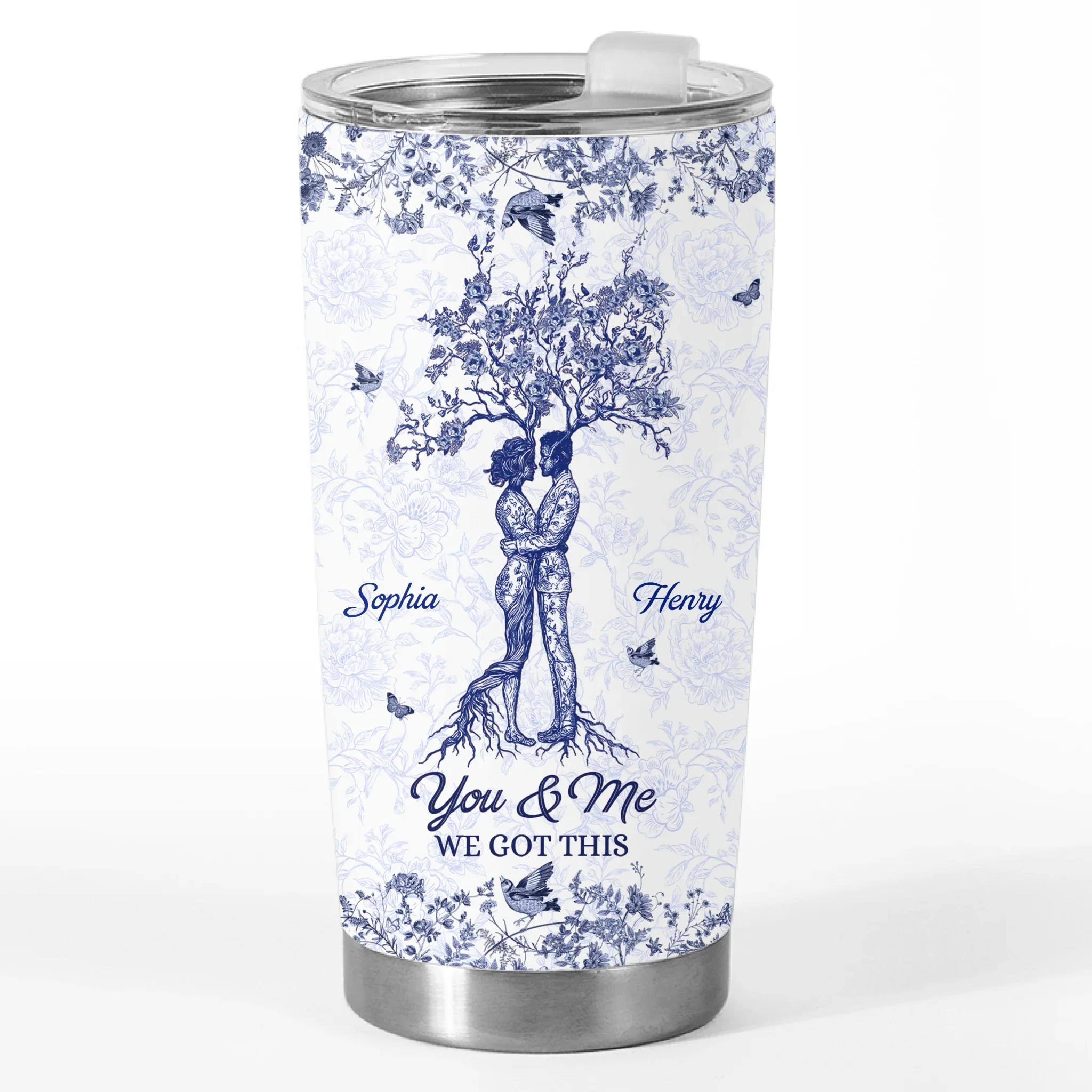 Custom Tumbler - Personalized Anniversary Wedding Gifts For Husband And Wife, Him And Her - Hand In Hand We Thrive - Robaser