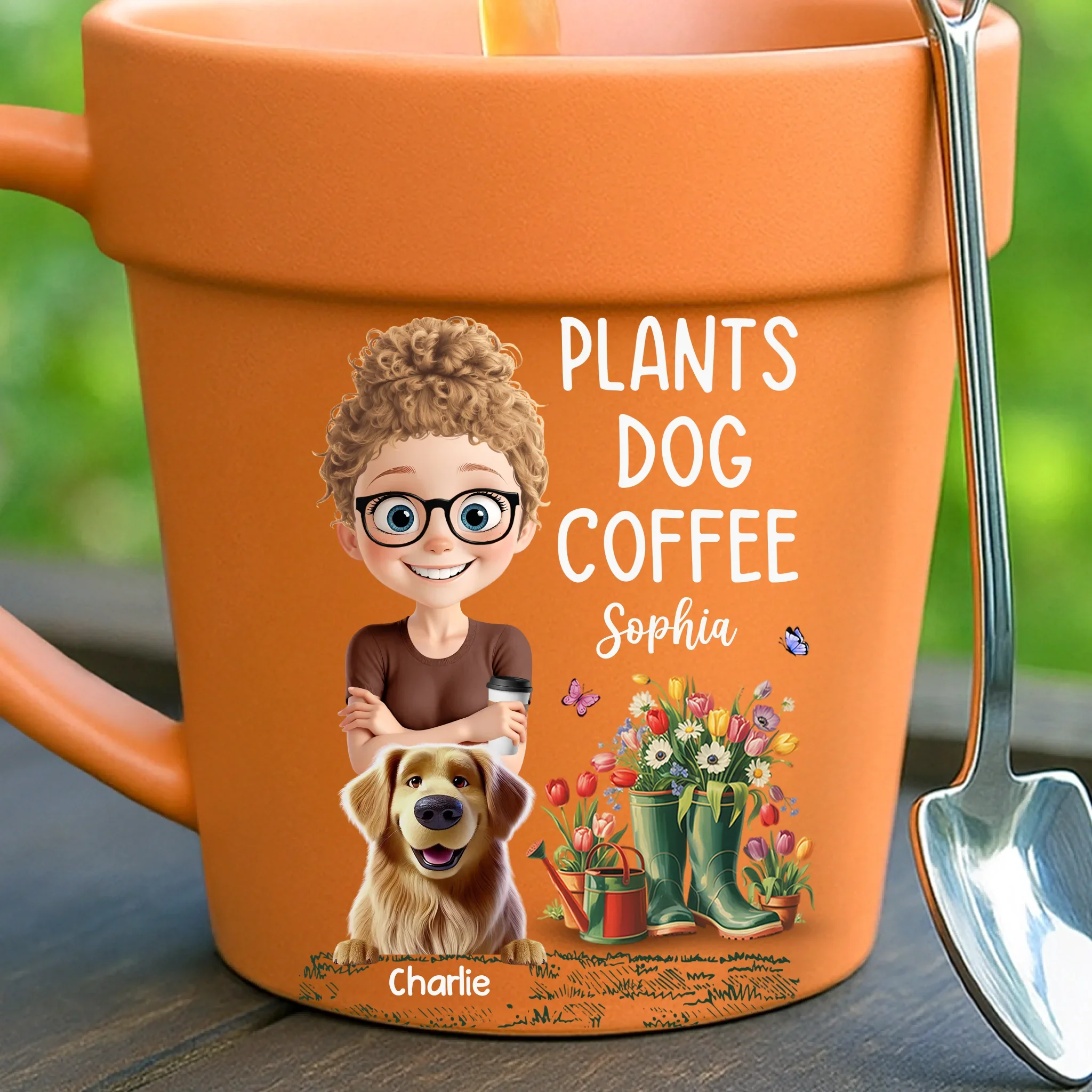 Custom Plant Pot Ceramic Mug - Personalized Garden Gifts For Gardeners, Dog Lovers, Dog Dad And Mom - Best Buds, Best Brews - Flower Pot Mug - Robaser