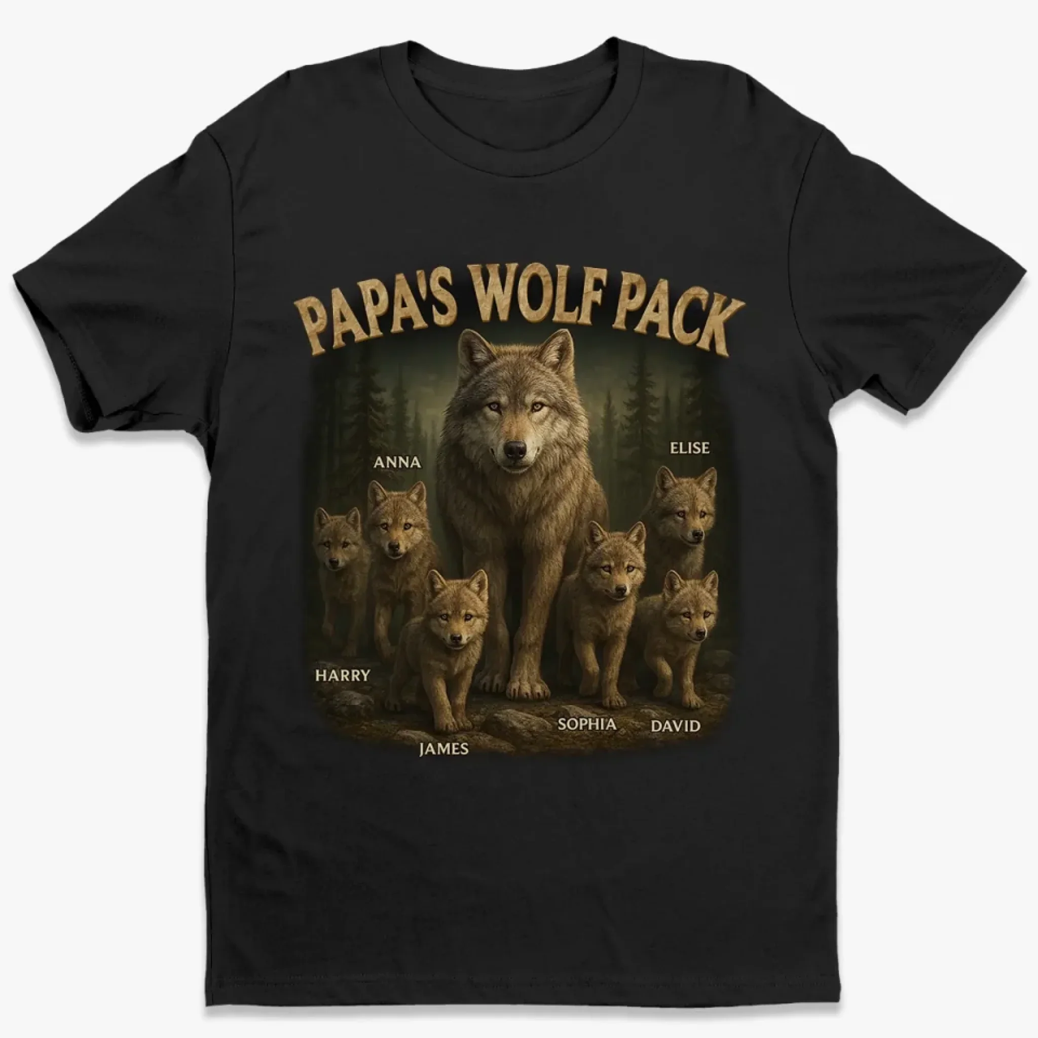 Papa  s Wolf Pack - Family Personalized Custom Unisex T-shirt, Premium T-shirt, Hoodie - New Arrival, Father's Day, Gift For Dad, Grandpa AMZ - Robaser