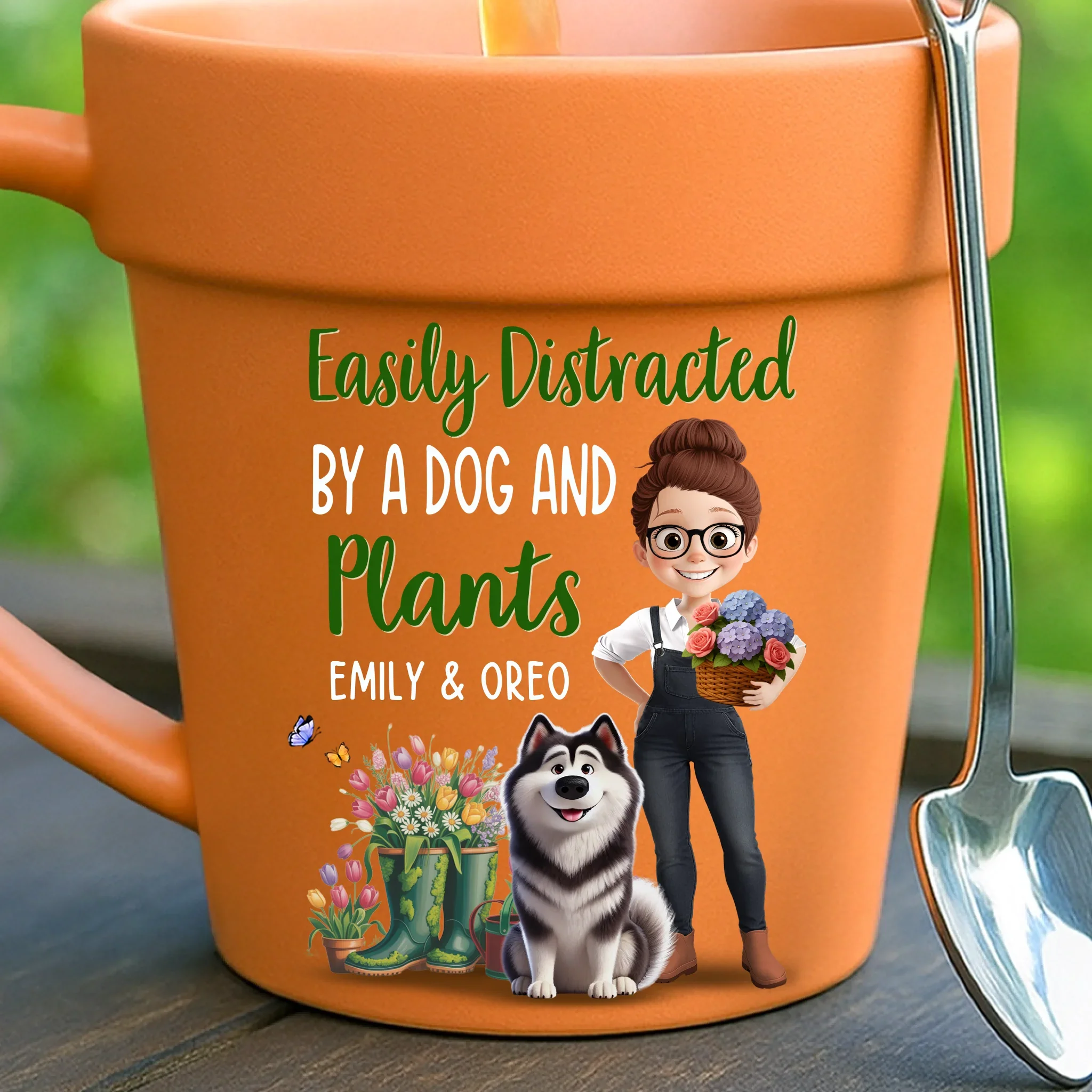 Custom Plant Pot Ceramic Mug - Personalized Garden Gifts For Gardeners, Dog Lovers, Dog Dad And Mom - Happiness In Paws And Petals - Flower Pot Mug - Robaser