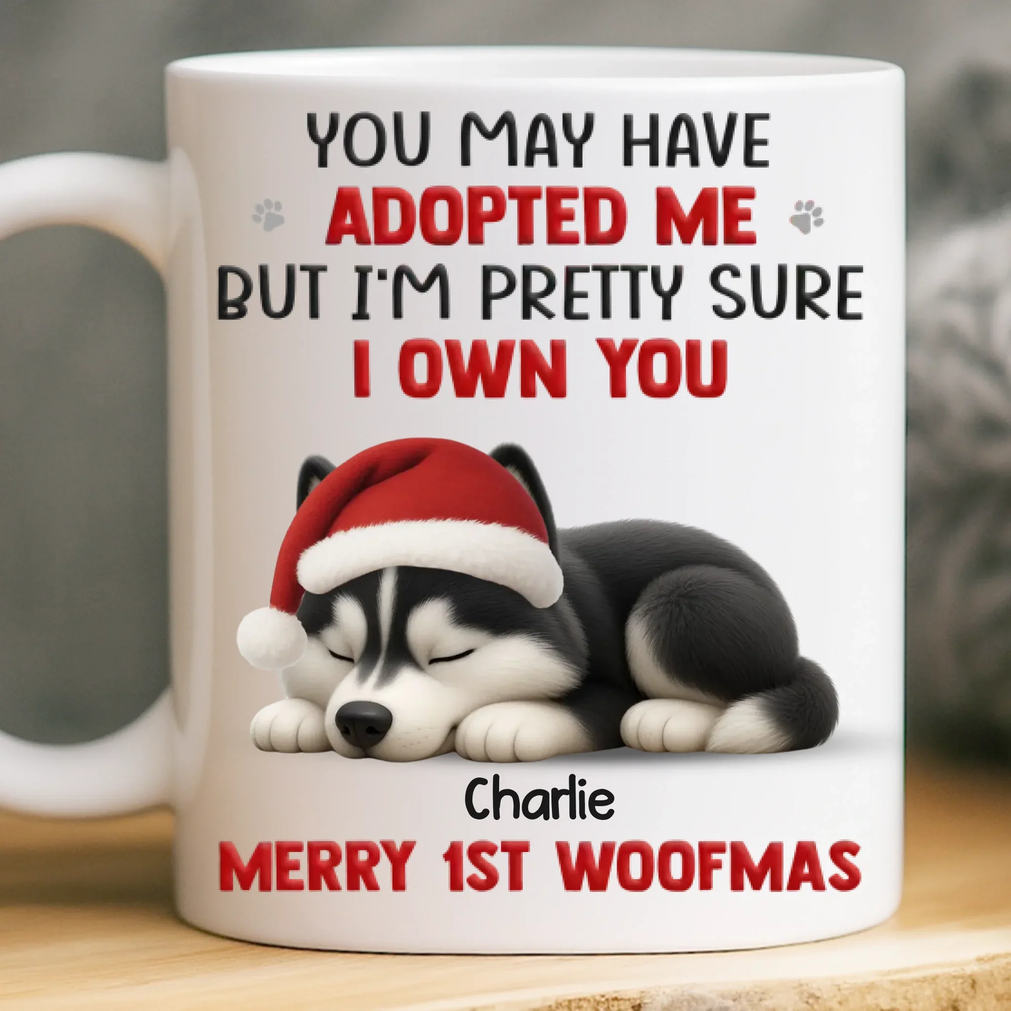 Custom First Christmas Mug - Personalized Christmas Birthday Gifts For Dog Lovers, Dog Dad And Mom - Merry 1st Woofmas - Robaser