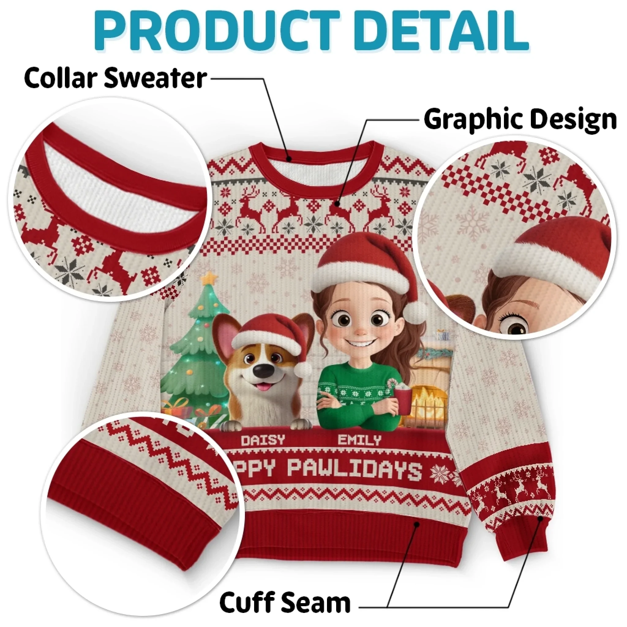 Custom Unisex Ugly Sweatshirt - Personalized  Christmas Birthday Gifts For Dog Lovers, Dog Dad And Mom - Santa Paws Is Coming To Town - Robaser