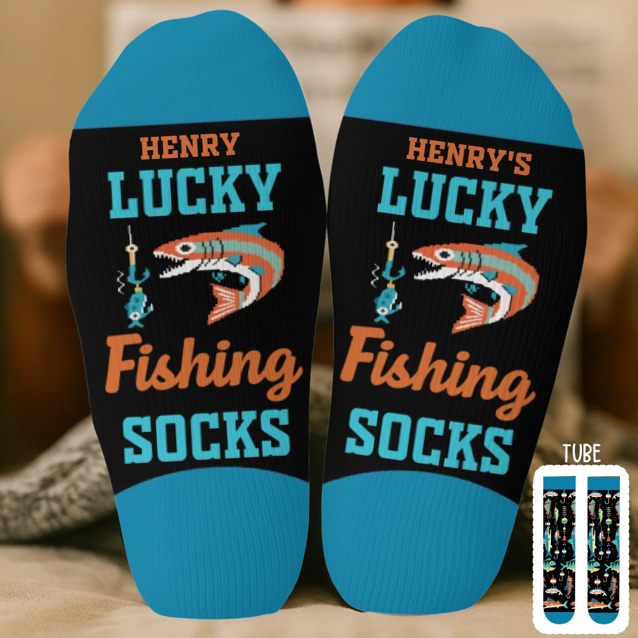 Custom Crew Socks - Personalized Christmas Birthday Fishing Gifts For Fisherman - Walk Like A Lucky Angler - Robaser