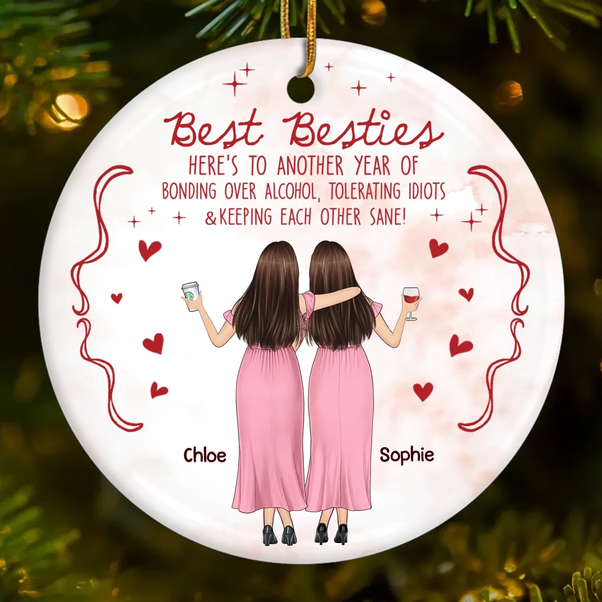 Custom Ceramic Ornament - Personalized Best Friend Christmas Birthday Gifts For Women, Besties, Sisters, BFF - Shining Through Every Season - Robaser