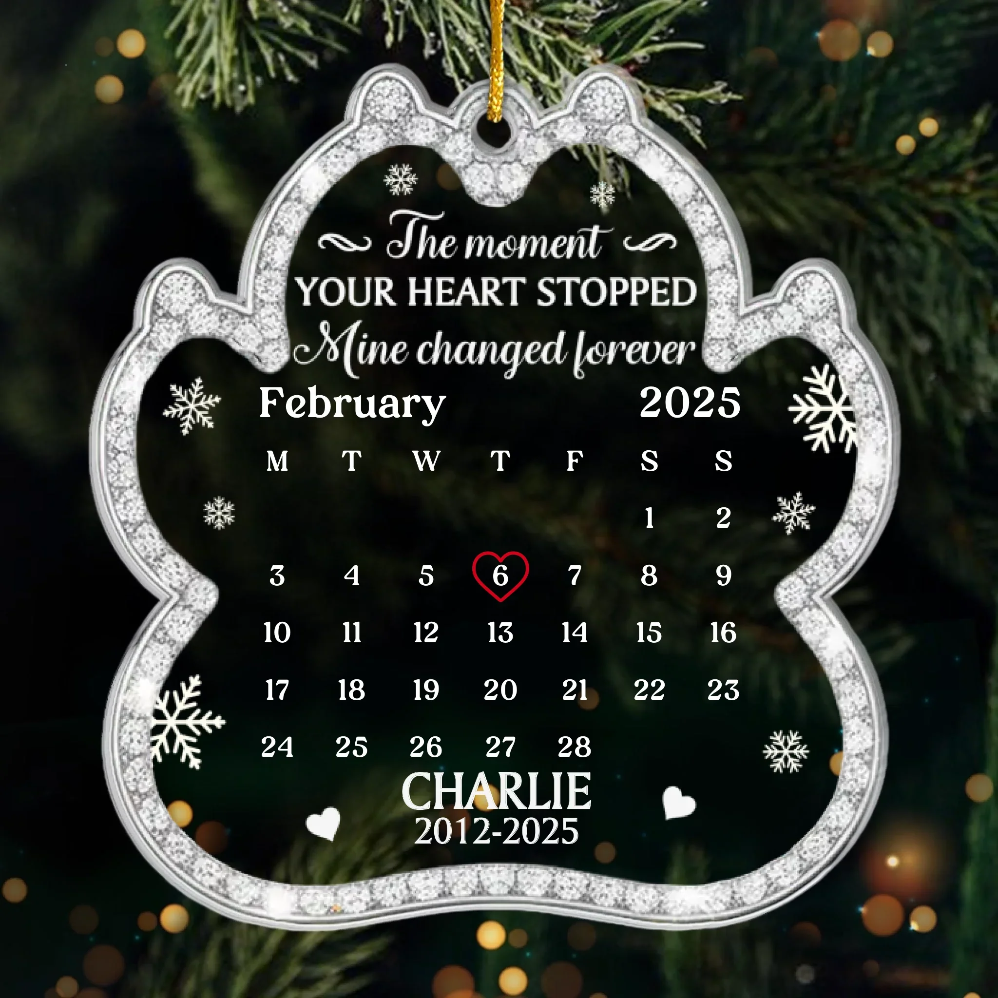 Custom Acrylic Ornament - Personalized Pet Christmas Memorial Sympathy Gifts For Dogs, Cats - Love Leaves Gentle Pawprints - Robaser