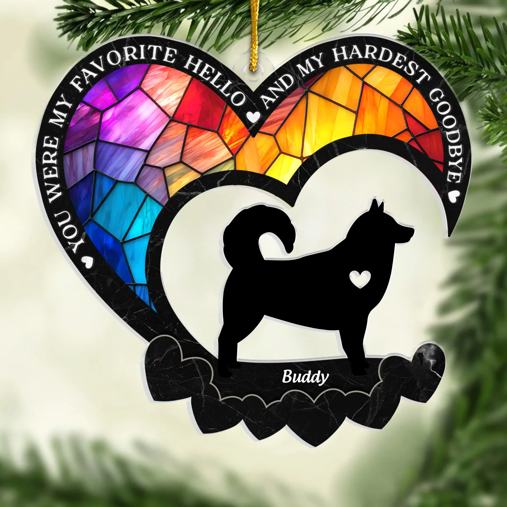 Custom Acrylic Ornament - Personalized Christmas Memorial Sympathy Gifts For Dogs - A Piece Of My Heart Forever - Robaser