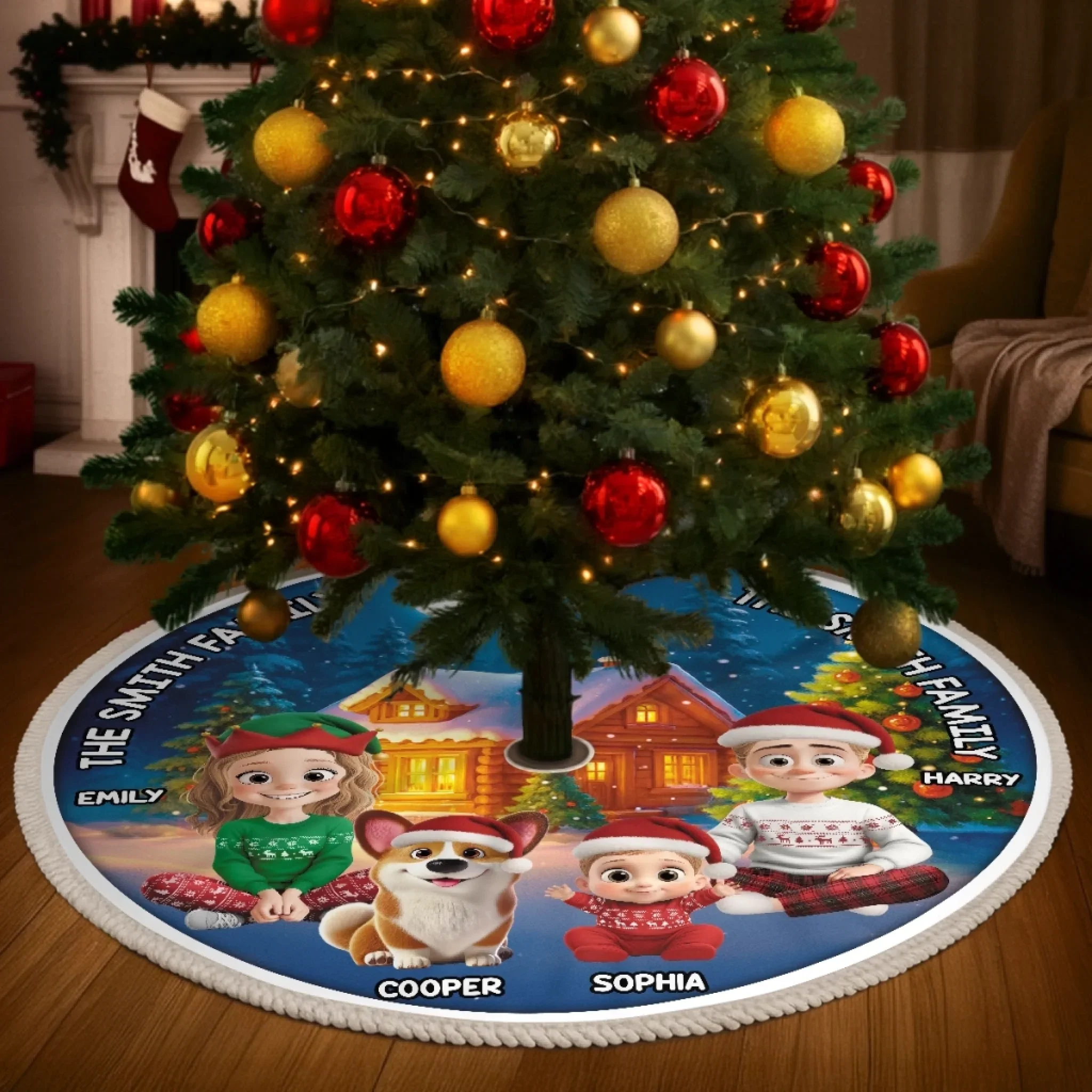 Custom Tree Skirt - Personalized Christmas Birthday Gifts For Mom, Dad, Brother, Sister, Kids - Love Warms Our Christmas Home - Robaser