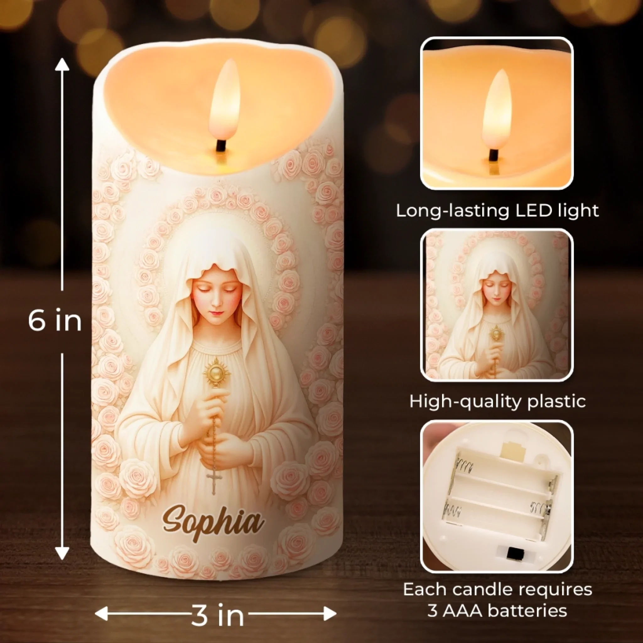 Custom 3D Inflated Effect Printed LED Candle - Personalized Christian Gifts For Women, Men, All Believers, Jesus Lovers - Light Of Faith And Hope - Robaser