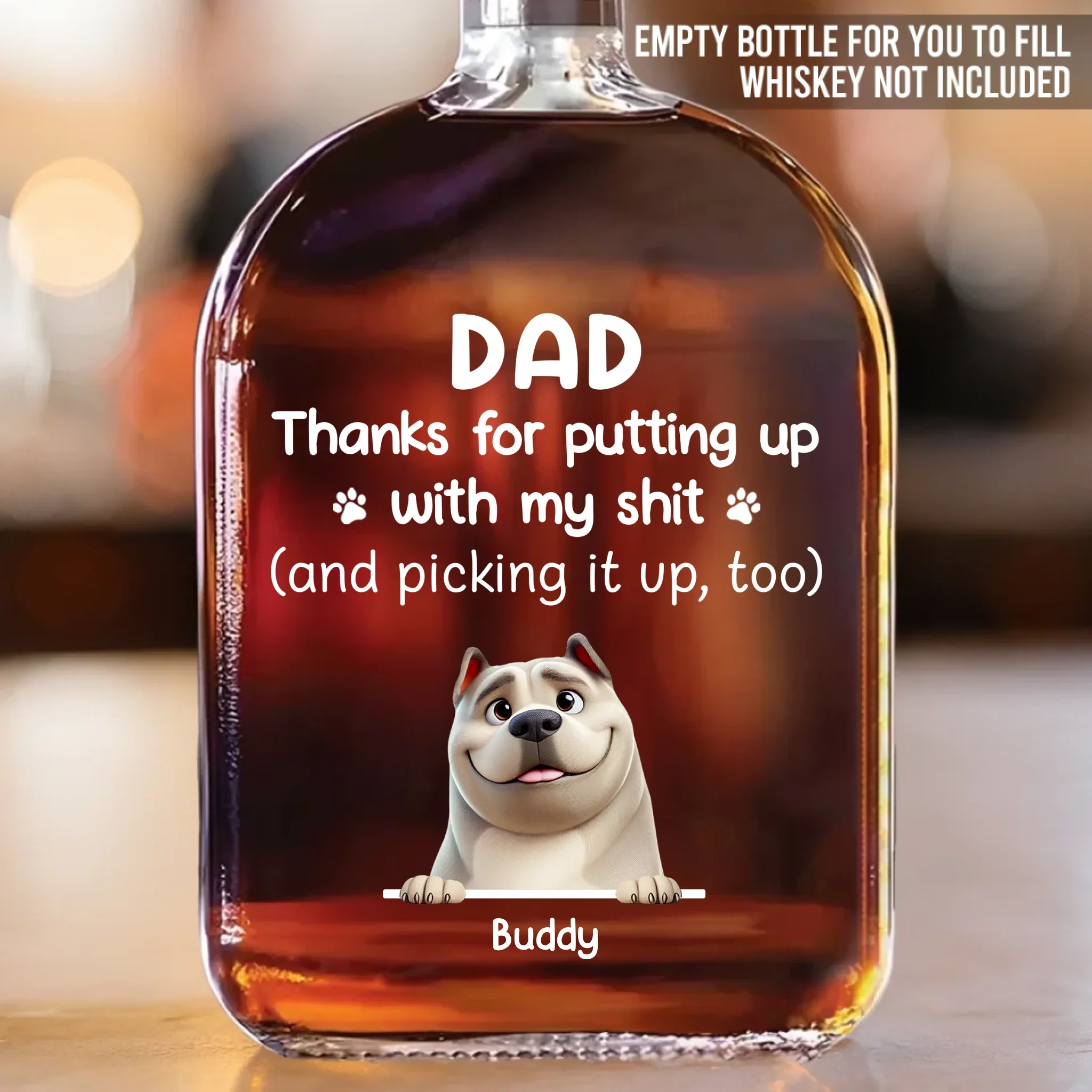 Only The Best Dads Handle The Worst Jobs - Dog Personalized Custom Whiskey Bottle - Gift For Pet Owners, Pet Lovers - Robaser