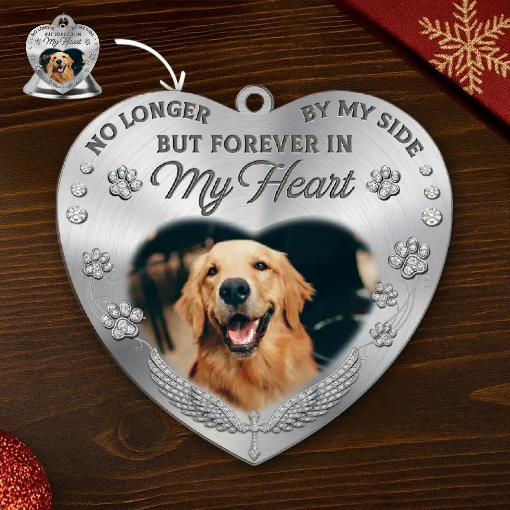 Custom Photo Bell Ornament With Charms - Personalized Pet Christmas Memorial Sympathy Gifts For Dogs, Cats - Memories Wag Through Every Day - Robaser