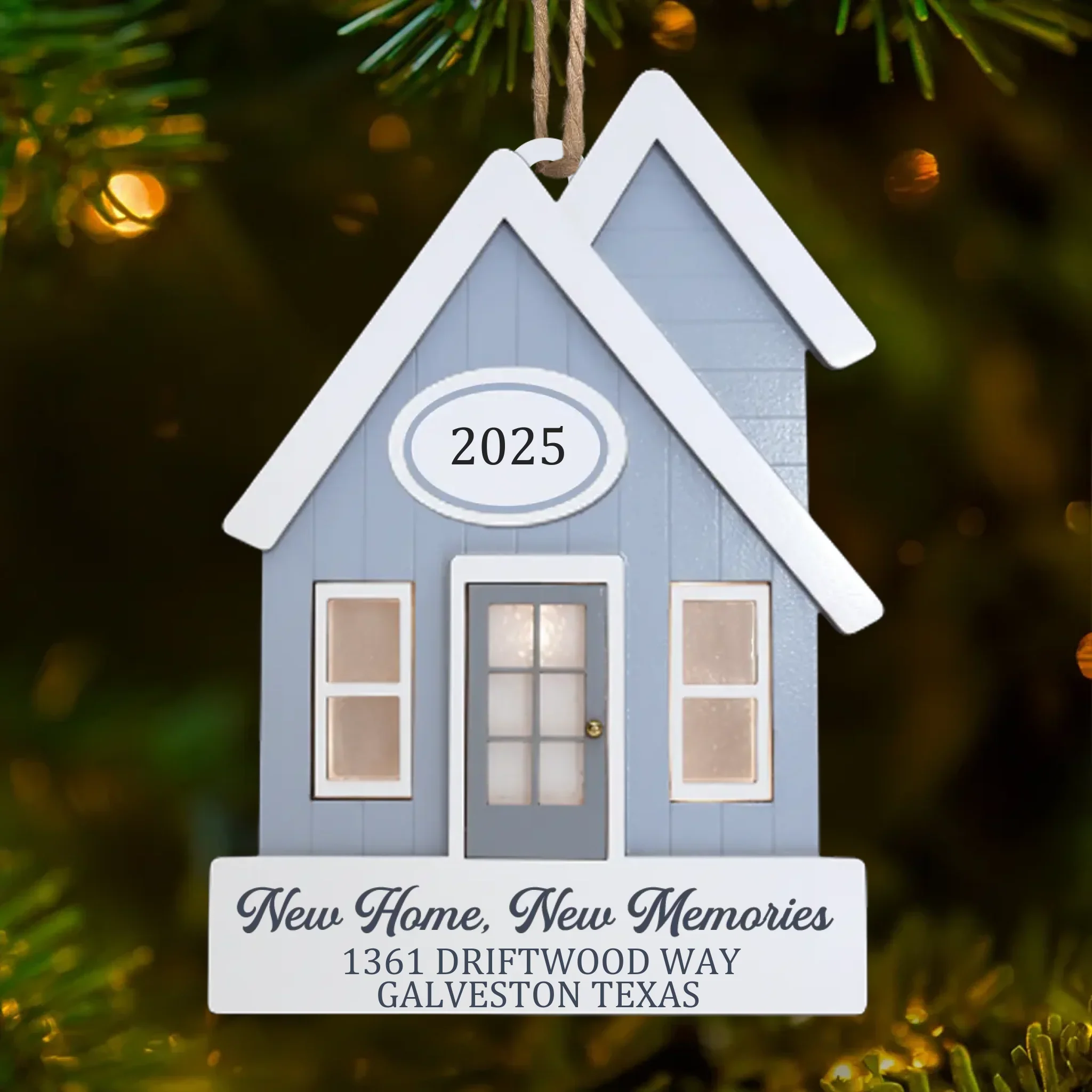 Custom First Christmas In New Home Wood Ornament - Personalized Anniversary Christmas Wedding Gifts For Husband And Wife, Him And Her, New Homeowners, Couples, Friends - Together Under One Roof - Robaser