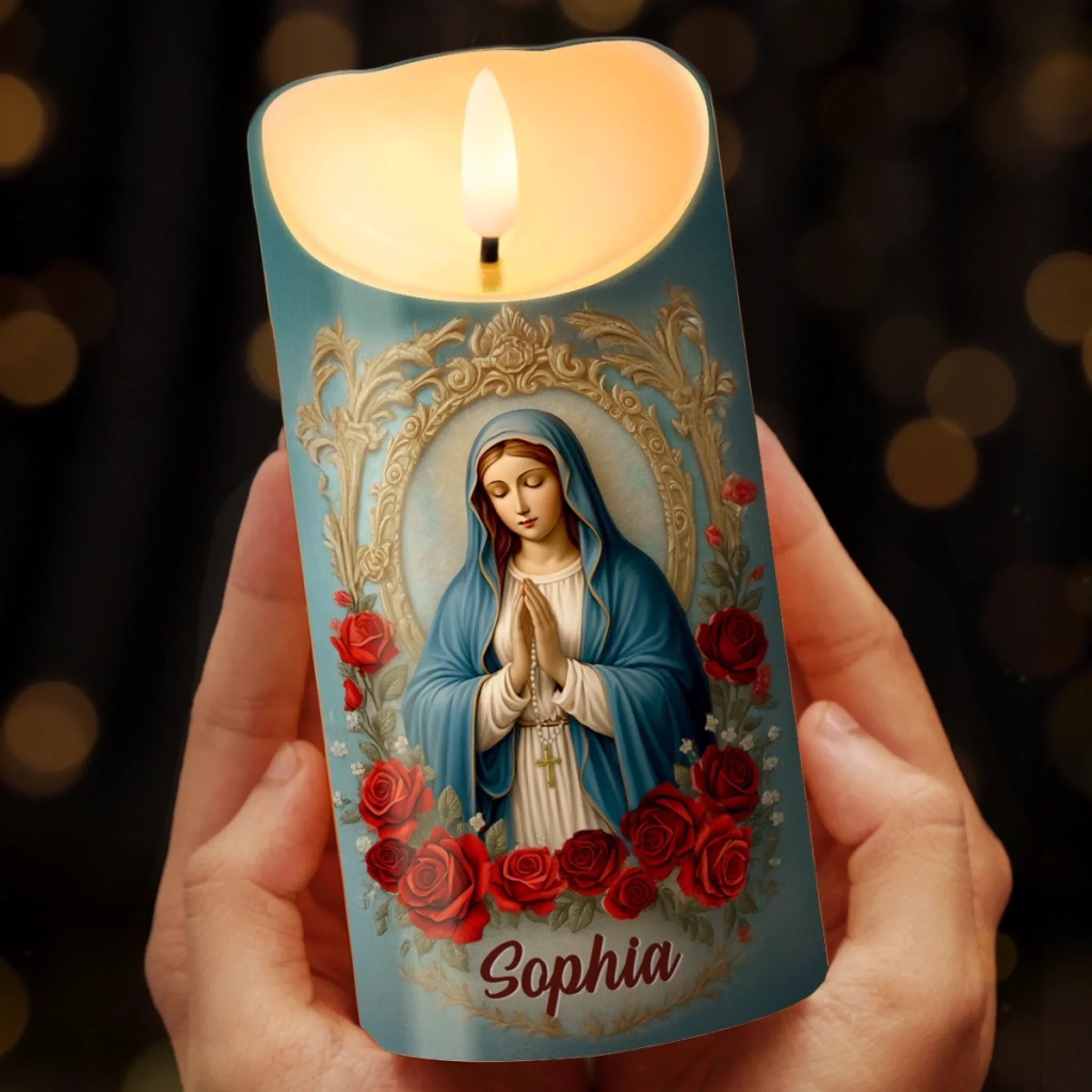 Custom 3D Inflated Effect Printed LED Candle - Personalized Christian Gifts For Women, Men, All Believers, Jesus Lovers - Peace, Light, And Blessings - Robaser