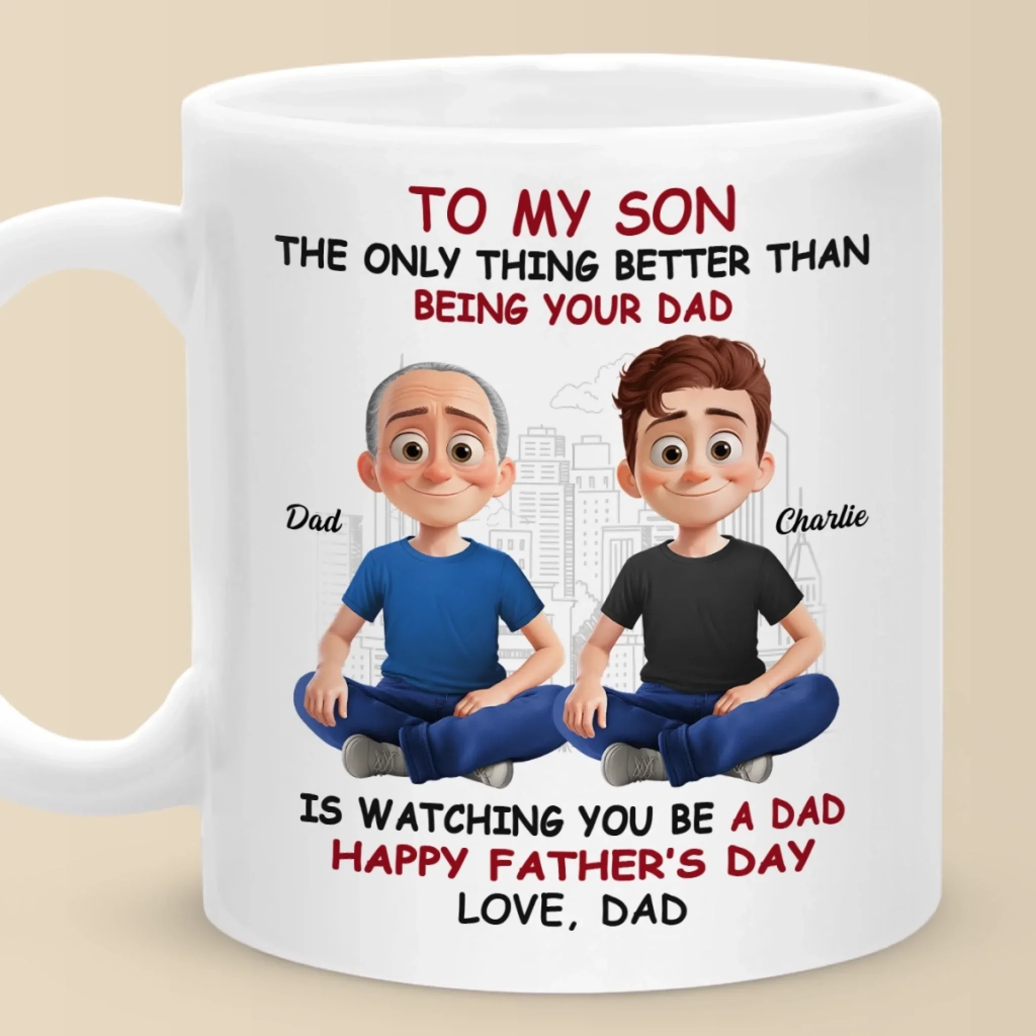 The Greatest Joy In Life Is Watching You Be A Dad - Family Personalized Custom Mug - Father's Day, Gift For Son - Robaser