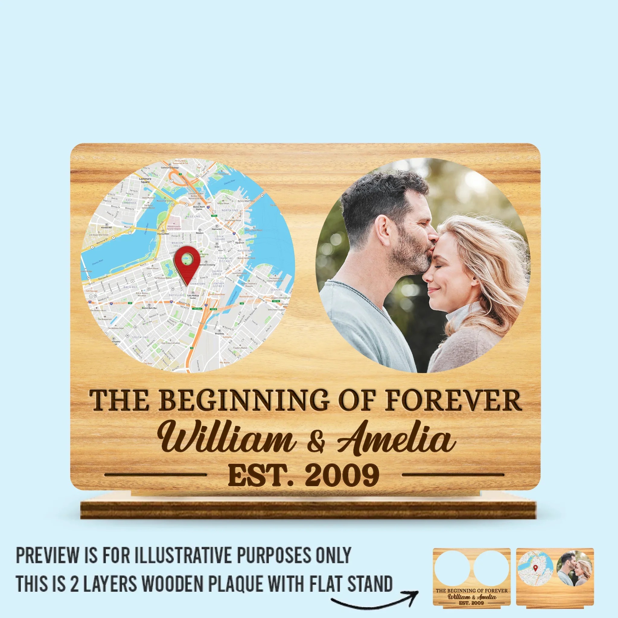 Custom Photo 2-Layered Wooden Plaque - Personalized Anniversary Wedding Gifts For Husband And Wife, Him And Her - Where It All Began - Robaser