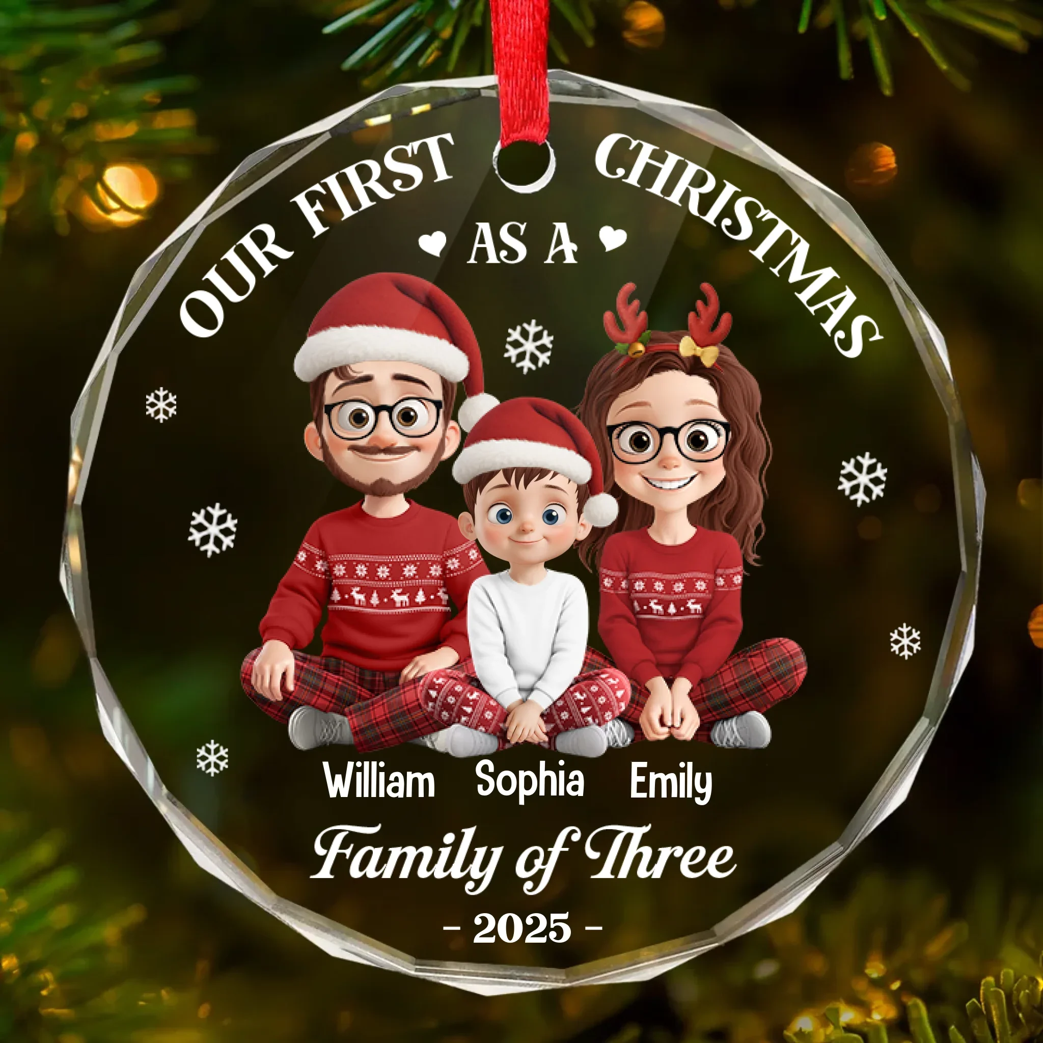 Custom Circle Glass Ornament - Personalized Christmas Birthday Gifts For Mom, Dad, Kids - Family Time Is Christmas Time - Robaser