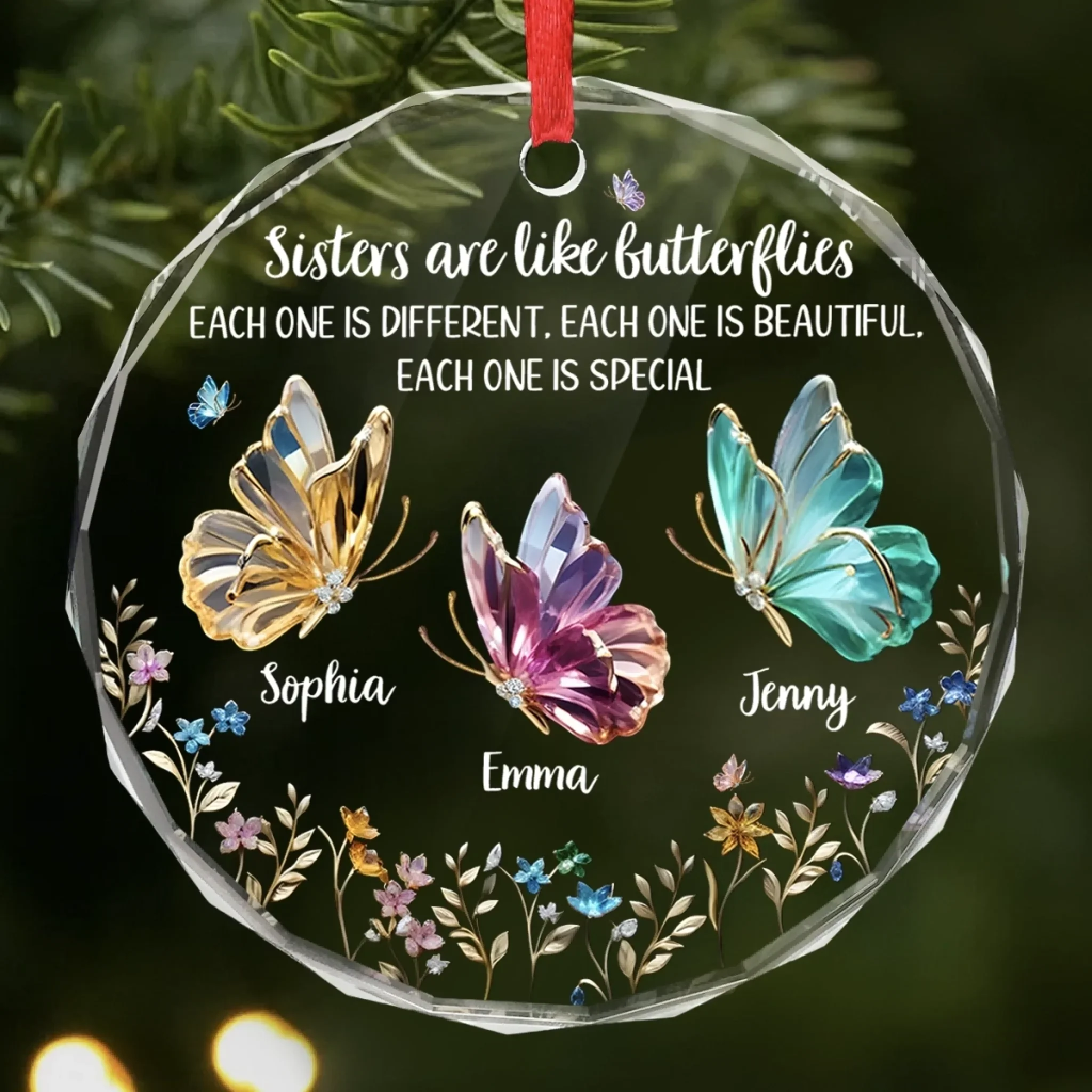 Custom Circle Glass Ornament - Personalized Best Friend Christmas Birthday Gifts For Women, Besties, Sisters, BFF - Together We Make Life Sweeter - Robaser