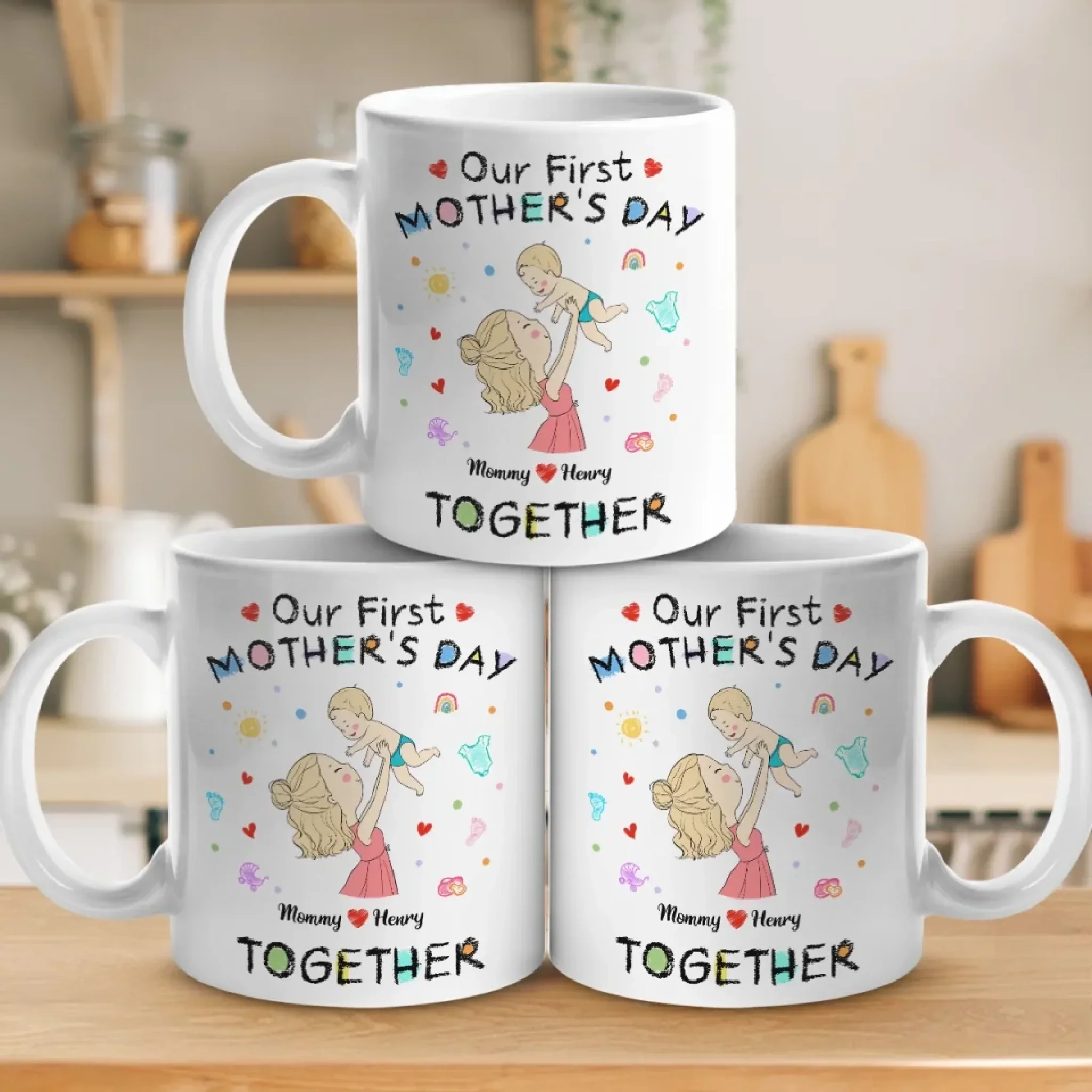 The Beginning Of A Beautiful Bond - Family Personalized Custom Mug - Mother's Day, Baby Shower Gift, Gift For First Mom - Robaser