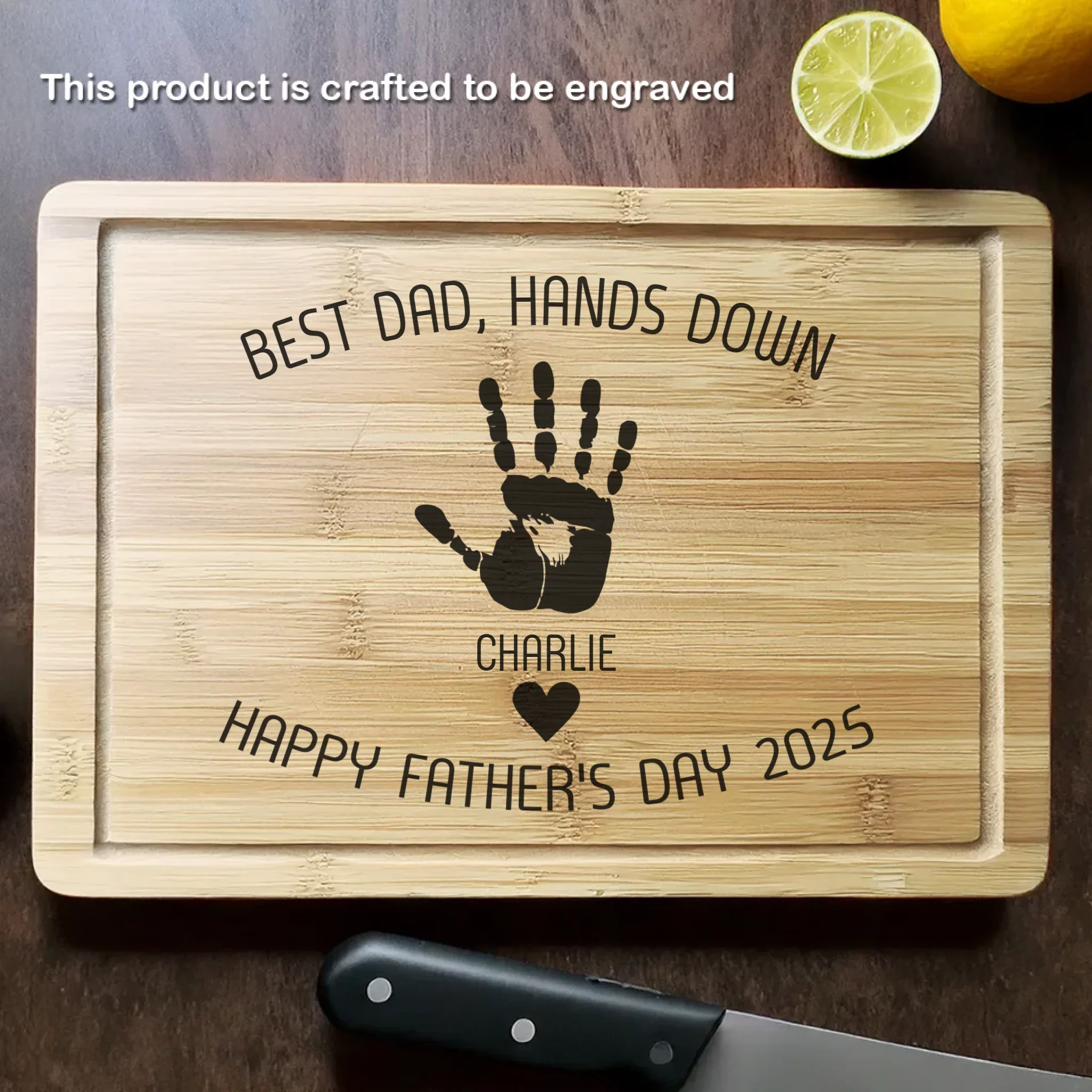 Best Dad, Hands Down - Family Personalized Custom Engraved Wooden Cutting Board - Father's Day, Gift For Dad, Grandpa - Robaser